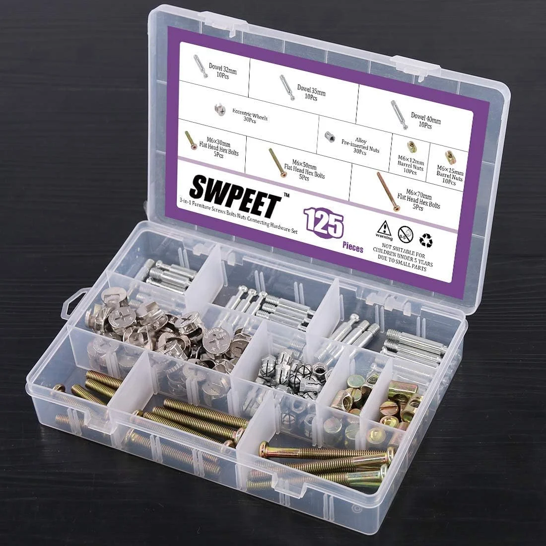 مجموعه اتصالات پیچ و مهره 125 عددی Swpeet 3 در 1 برای اتصال کابینت مبلمان، شامل اتصالات بادامکی با اتصالات غیرعادی مبلمان، اتصال جانبی مبلمان، مهره از پیش نصب شده، پیچ چرخ غیرعادی مجموعه اتصالات پیچ و مهره 125 عددی Swpeet 3 در 1 برای اتصال کابینت مبلمان، شامل اتصالات بادامکی با اتصالات غیرعادی مبلمان، اتصال جانبی مبلمان، مهره از پیش نصب شده، پیچ چرخ غیرعادی