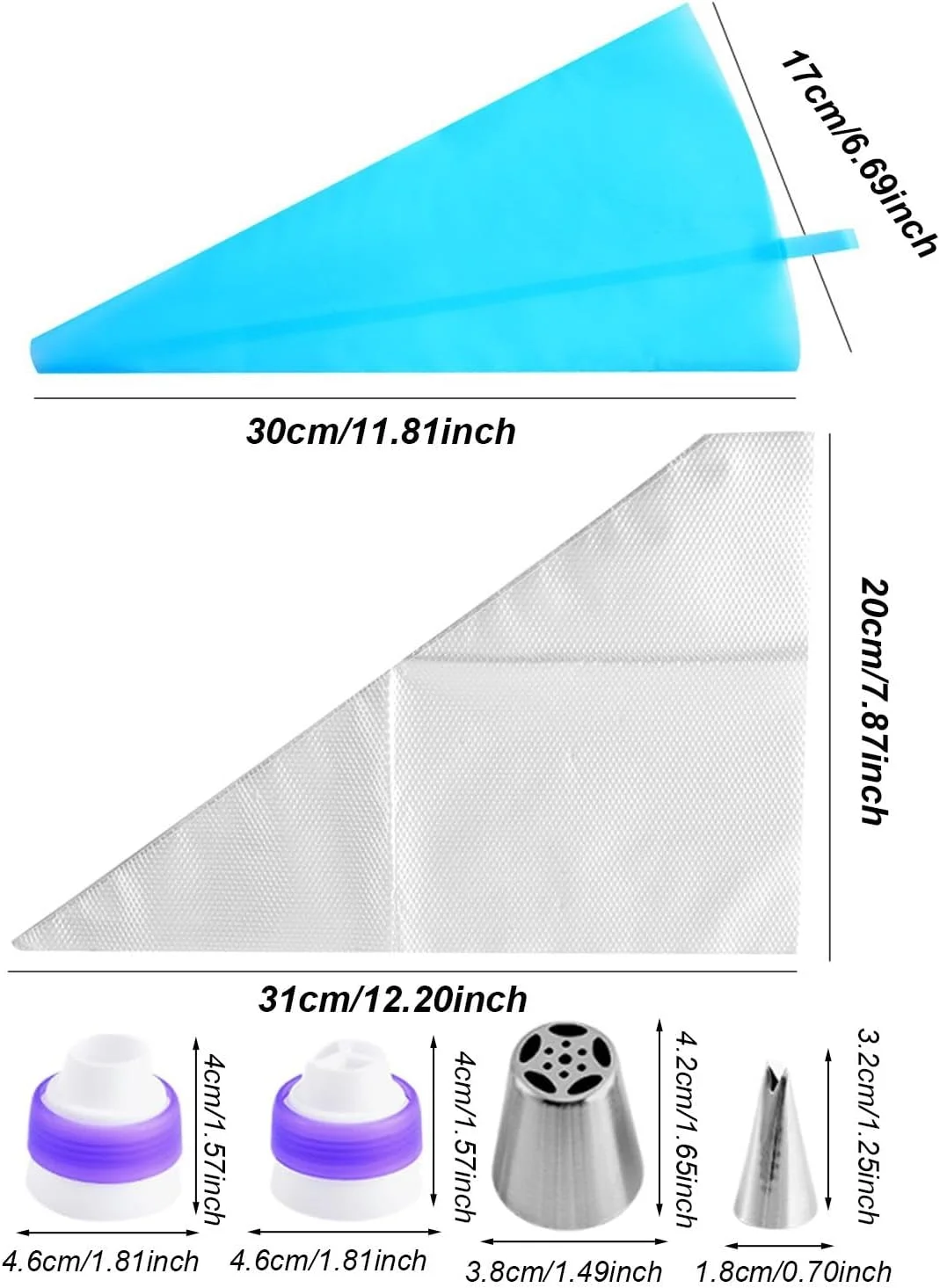 ست نوک قیف شیرینی پزی - ست کیسه های ماسوره ای قابل استفاده مجدد | لوازم شیرینی پزی و تزئین کیک با کیفیت غذایی برای کیک، کاپ کیک، کلوچه و شیرینی ست نوک قیف شیرینی پزی - ست کیسه های ماسوره ای قابل استفاده مجدد | لوازم شیرینی پزی و تزئین کیک با کیفیت غذایی برای کیک، کاپ کیک، کلوچه و شیرینی