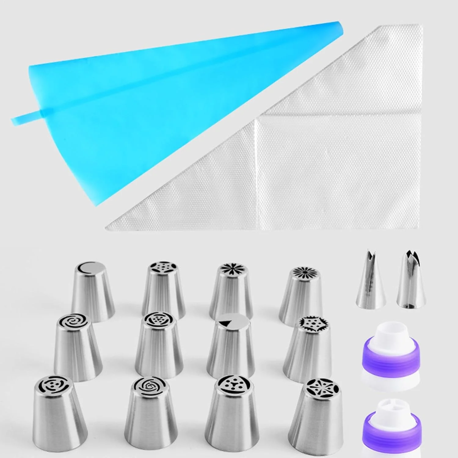 ست نوک قیف شیرینی پزی - ست کیسه های ماسوره ای قابل استفاده مجدد | لوازم شیرینی پزی و تزئین کیک با کیفیت غذایی برای کیک، کاپ کیک، کلوچه و شیرینی ست نوک قیف شیرینی پزی - ست کیسه های ماسوره ای قابل استفاده مجدد | لوازم شیرینی پزی و تزئین کیک با کیفیت غذایی برای کیک، کاپ کیک، کلوچه و شیرینی