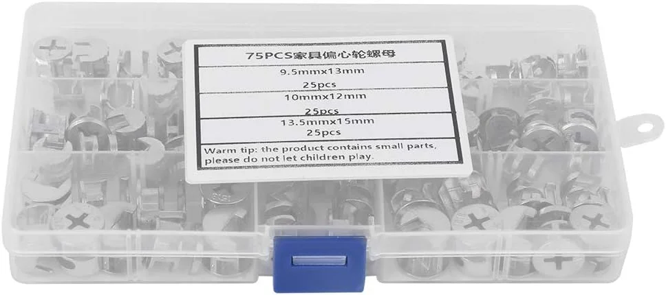 مجموعه 75 عددی اتصالات مبلمان Eujgoov شامل قفل بادامکی، مجموعه چرخ غیرعادی مبلمان، ابزار سخت افزاری اتصال دهنده 3 در 1 برای پنل چوبی