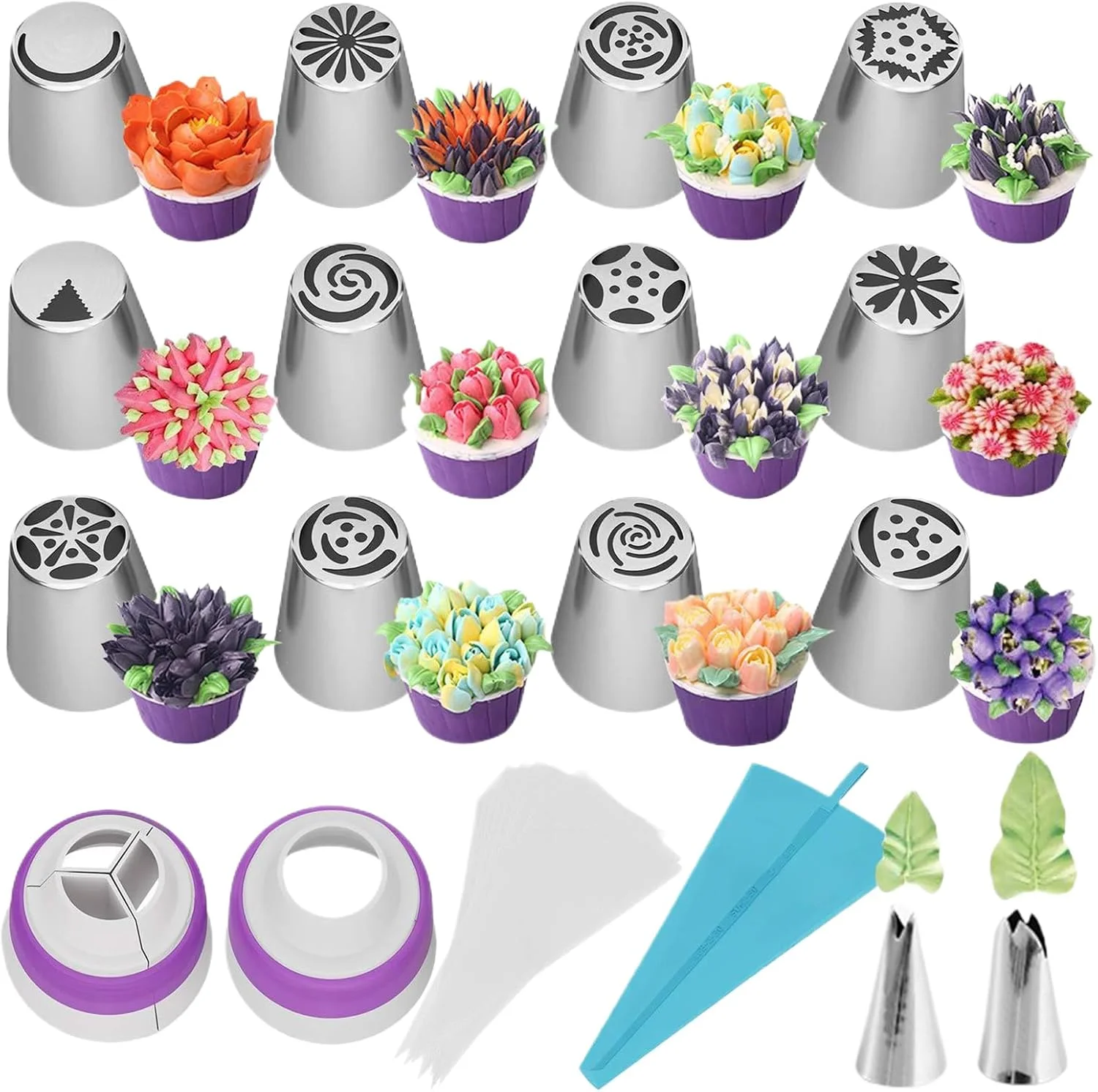 کیسه و سری های قیف خامه - مجموعه سری قیف خامه قابل استفاده مجدد، لوازم قنادی و تزیین کیک با گرید غذایی برای کیک، کاپ کیک، کلوچه، شیرینی کیسه و سری های قیف خامه - مجموعه سری قیف خامه قابل استفاده مجدد، لوازم قنادی و تزیین کیک با گرید غذایی برای کیک، کاپ کیک، کلوچه، شیرینی