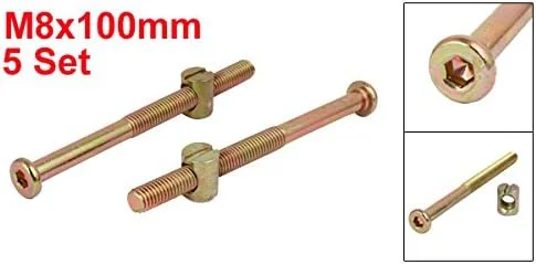 uxcell Sourcingmap پیچ مبلمان سوکتی M8x110mm با رزوه 64 میلی‌متری و مهره استوانه ای، 5 عدد