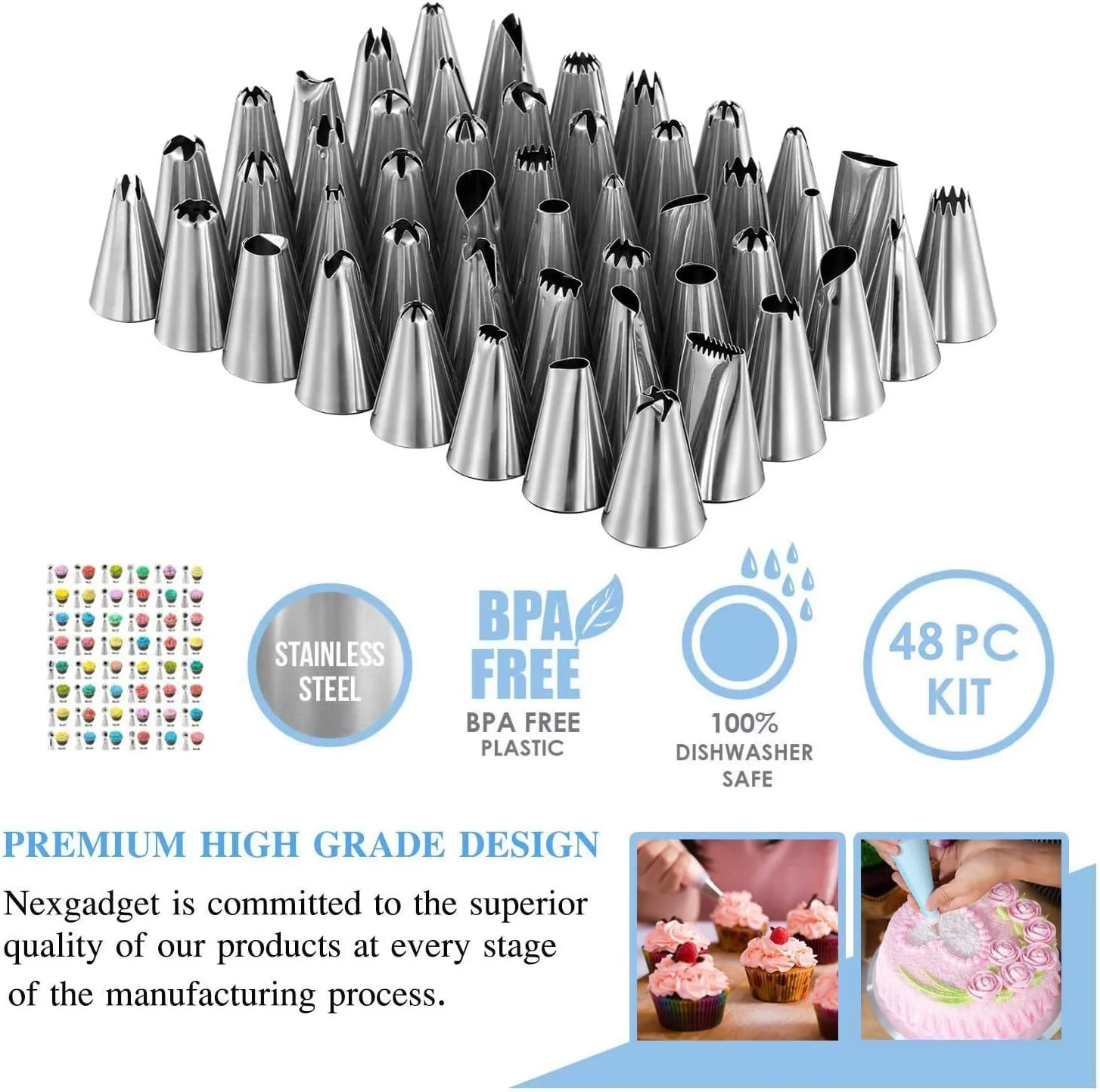 کیت تزئین کیک Premify، لوازم شیرینی پزی 107 تکه با صفحه گردان کیک 11 اینچی، ابزار مجسمه سازی کیک، نوک های آیسینگ، کاردک های کیک، ابزار شیرینی پزی، برش، نازل های کیک برای مبتدیان و حرفه ای ها کیت تزئین کیک Premify، لوازم شیرینی پزی 107 تکه با صفحه گردان کیک 11 اینچی، ابزار مجسمه سازی کیک، نوک های آیسینگ، کاردک های کیک، ابزار شیرینی پزی، برش، نازل های کیک برای مبتدیان و حرفه ای ها