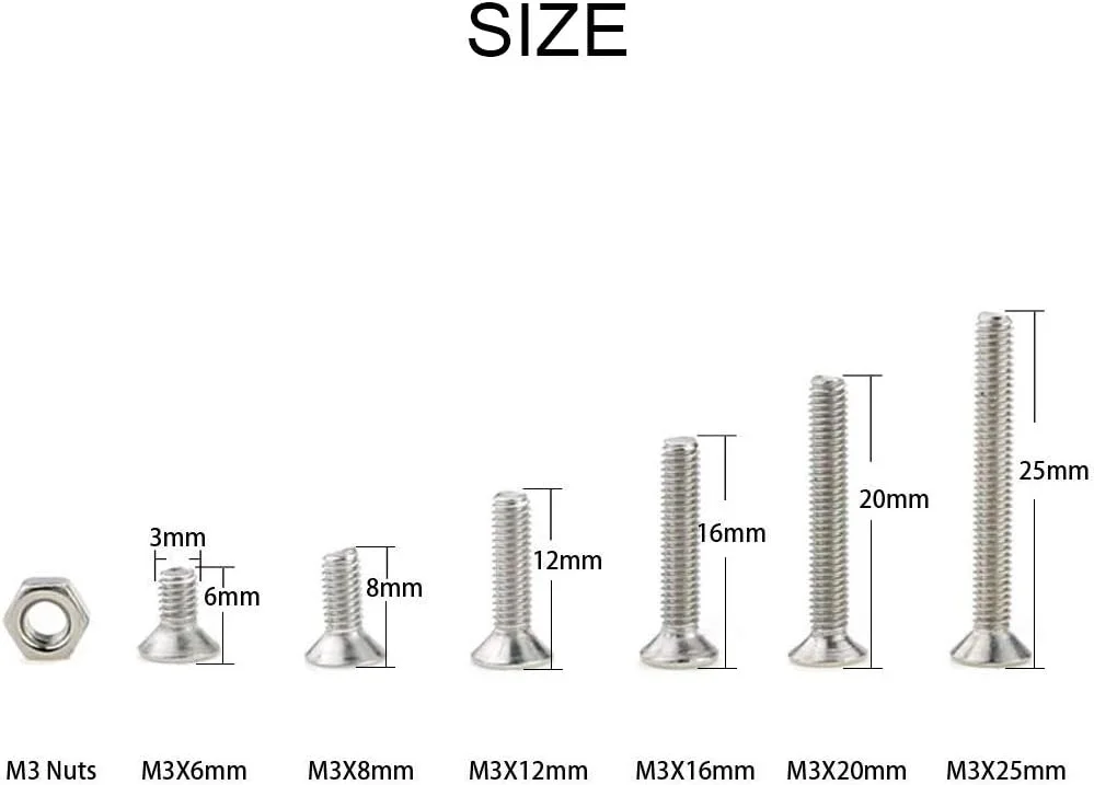 Hilitchi 260-Piece Metric M3 Hex Socket Flat Head Countersunk Bolts Screw Nut Assortment Kit - 304 Stainless Steel Hilitchi 260-Piece Metric M3 Hex Socket Flat Head Countersunk Bolts Screw Nut Assortment Kit - 304 Stainless Steel
