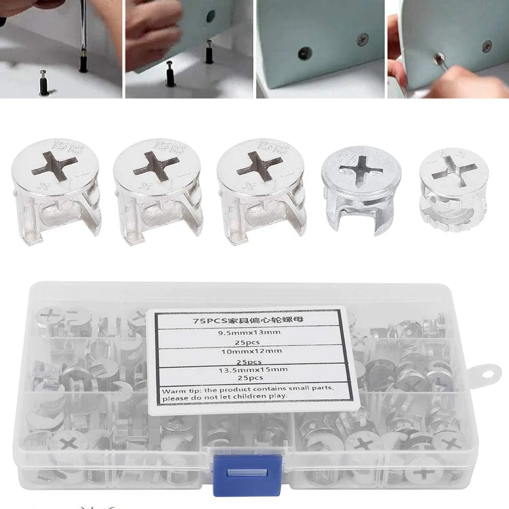 مجموعه 75 عددی اتصالات مبلمان Eujgoov شامل قفل بادامکی، مجموعه چرخ غیرعادی مبلمان، ابزار سخت افزاری اتصال دهنده 3 در 1 برای پنل چوبی مجموعه 75 عددی اتصالات مبلمان Eujgoov شامل قفل بادامکی، مجموعه چرخ غیرعادی مبلمان، ابزار سخت افزاری اتصال دهنده 3 در 1 برای پنل چوبی