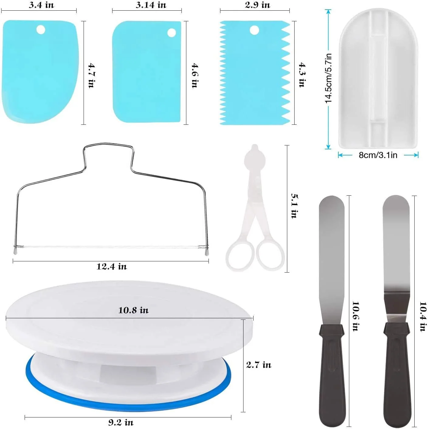 کیت تزئین کیک Premify، لوازم شیرینی پزی 107 تکه با صفحه گردان کیک 11 اینچی، ابزار مجسمه سازی کیک، نوک های آیسینگ، کاردک های کیک، ابزار شیرینی پزی، برش، نازل های کیک برای مبتدیان و حرفه ای ها کیت تزئین کیک Premify، لوازم شیرینی پزی 107 تکه با صفحه گردان کیک 11 اینچی، ابزار مجسمه سازی کیک، نوک های آیسینگ، کاردک های کیک، ابزار شیرینی پزی، برش، نازل های کیک برای مبتدیان و حرفه ای ها