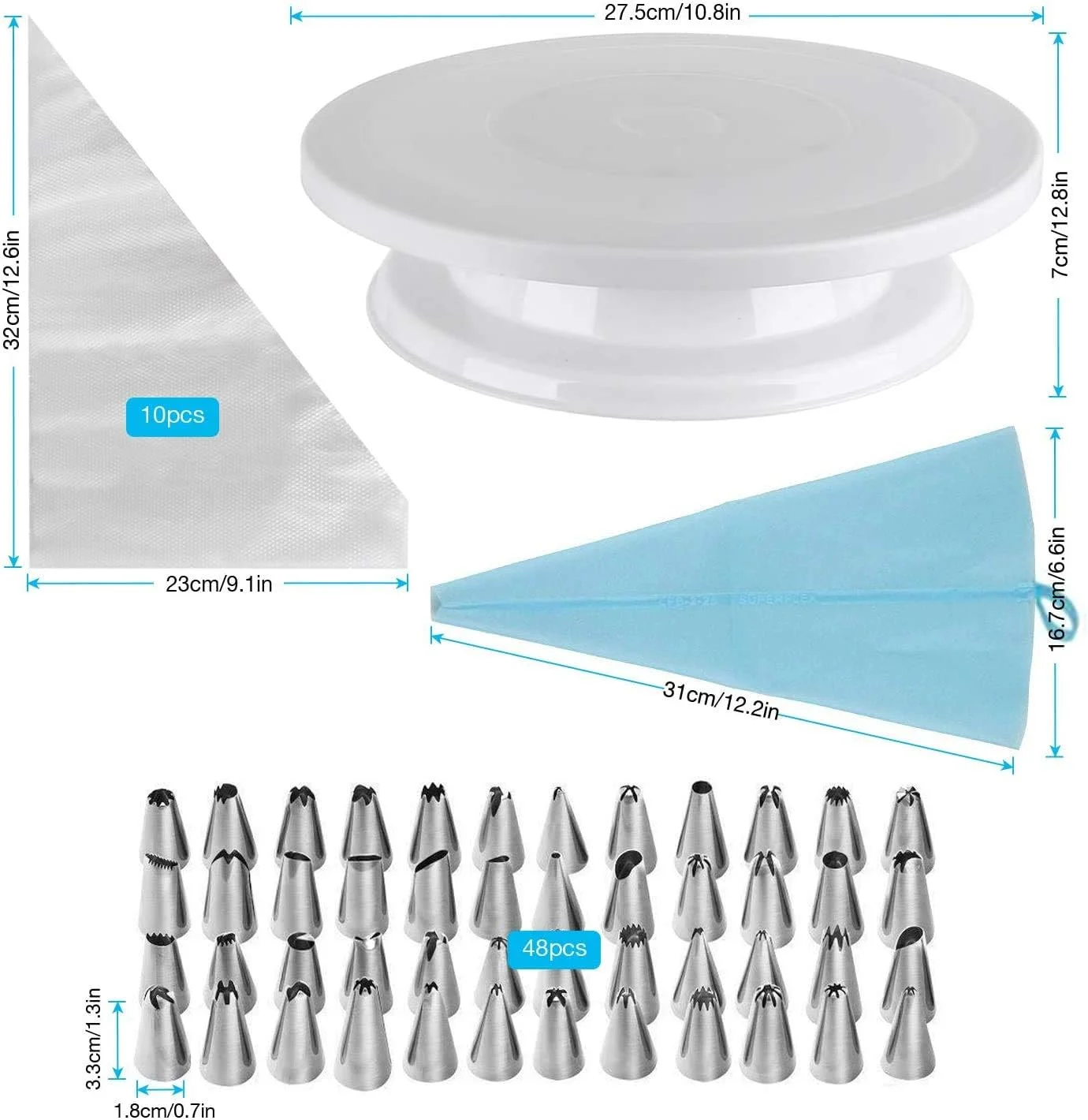 کیت تزئین کیک Premify، لوازم شیرینی پزی 107 تکه با صفحه گردان کیک 11 اینچی، ابزار مجسمه سازی کیک، نوک های آیسینگ، کاردک های کیک، ابزار شیرینی پزی، برش، نازل های کیک برای مبتدیان و حرفه ای ها کیت تزئین کیک Premify، لوازم شیرینی پزی 107 تکه با صفحه گردان کیک 11 اینچی، ابزار مجسمه سازی کیک، نوک های آیسینگ، کاردک های کیک، ابزار شیرینی پزی، برش، نازل های کیک برای مبتدیان و حرفه ای ها