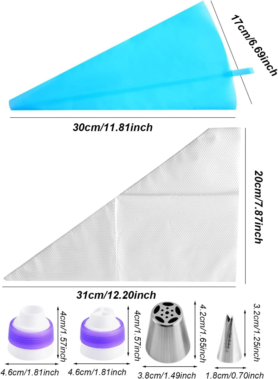 کیسه و سری های قیف خامه - مجموعه سری قیف خامه قابل استفاده مجدد، لوازم قنادی و تزیین کیک با گرید غذایی برای کیک، کاپ کیک، کلوچه، شیرینی