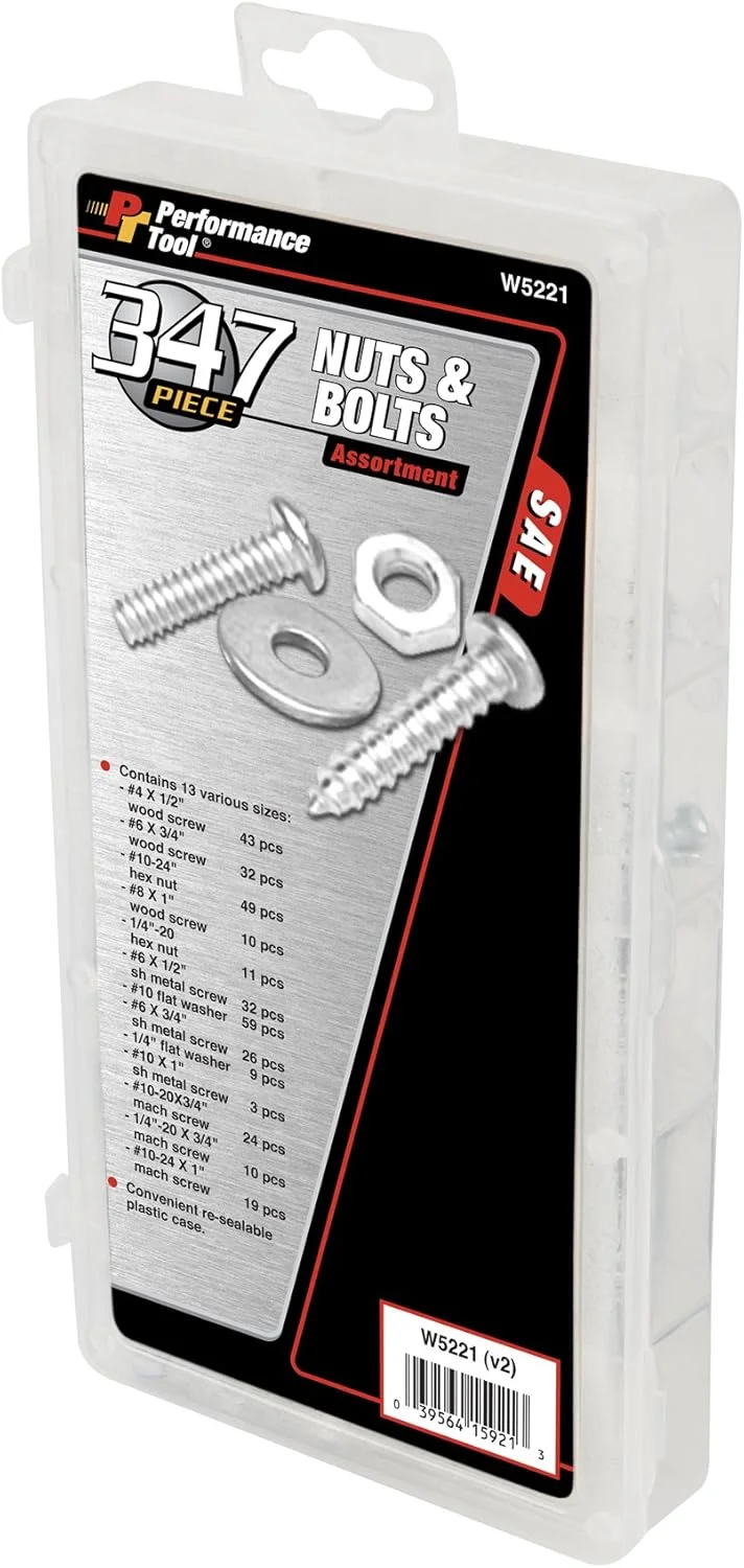 مجموعه 347 عددی مهره و پیچ ابزار Performance Tool W5221 SAE همراه با جعبه مجموعه 347 عددی مهره و پیچ ابزار Performance Tool W5221 SAE همراه با جعبه