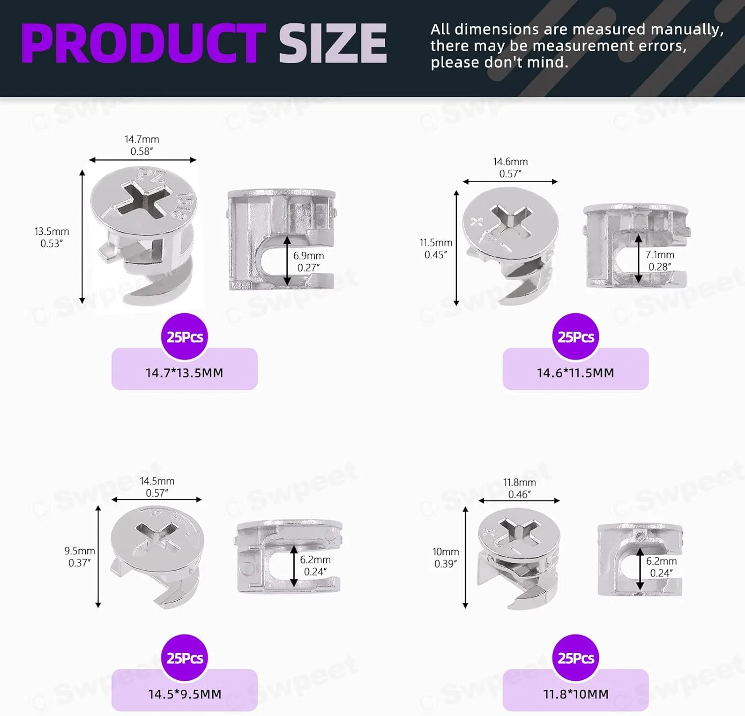 مجموعه اتصالات قفل بادامکی اتصال دهنده مبلمان Swpeet شامل 100 عدد در 4 سایز مختلف، اتصالات کابینت، پیچ و مهره های سخت افزاری، مهره قفل اتصال دهنده مبلمان برای کمد، تخت خواب و اتصال مبلمان مجموعه اتصالات قفل بادامکی اتصال دهنده مبلمان Swpeet شامل 100 عدد در 4 سایز مختلف، اتصالات کابینت، پیچ و مهره های سخت افزاری، مهره قفل اتصال دهنده مبلمان برای کمد، تخت خواب و اتصال مبلمان