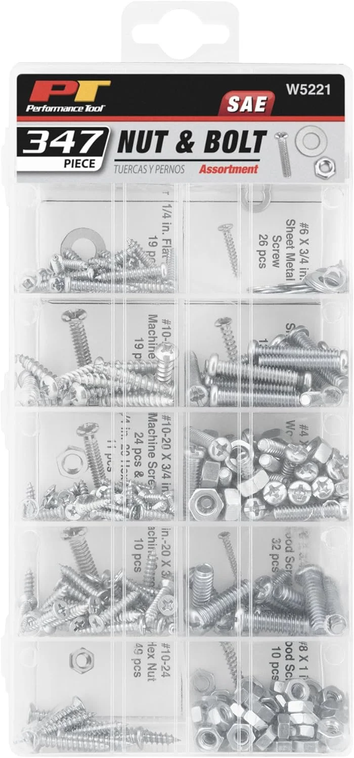 مجموعه 347 عددی مهره و پیچ ابزار Performance Tool W5221 SAE همراه با جعبه مجموعه 347 عددی مهره و پیچ ابزار Performance Tool W5221 SAE همراه با جعبه