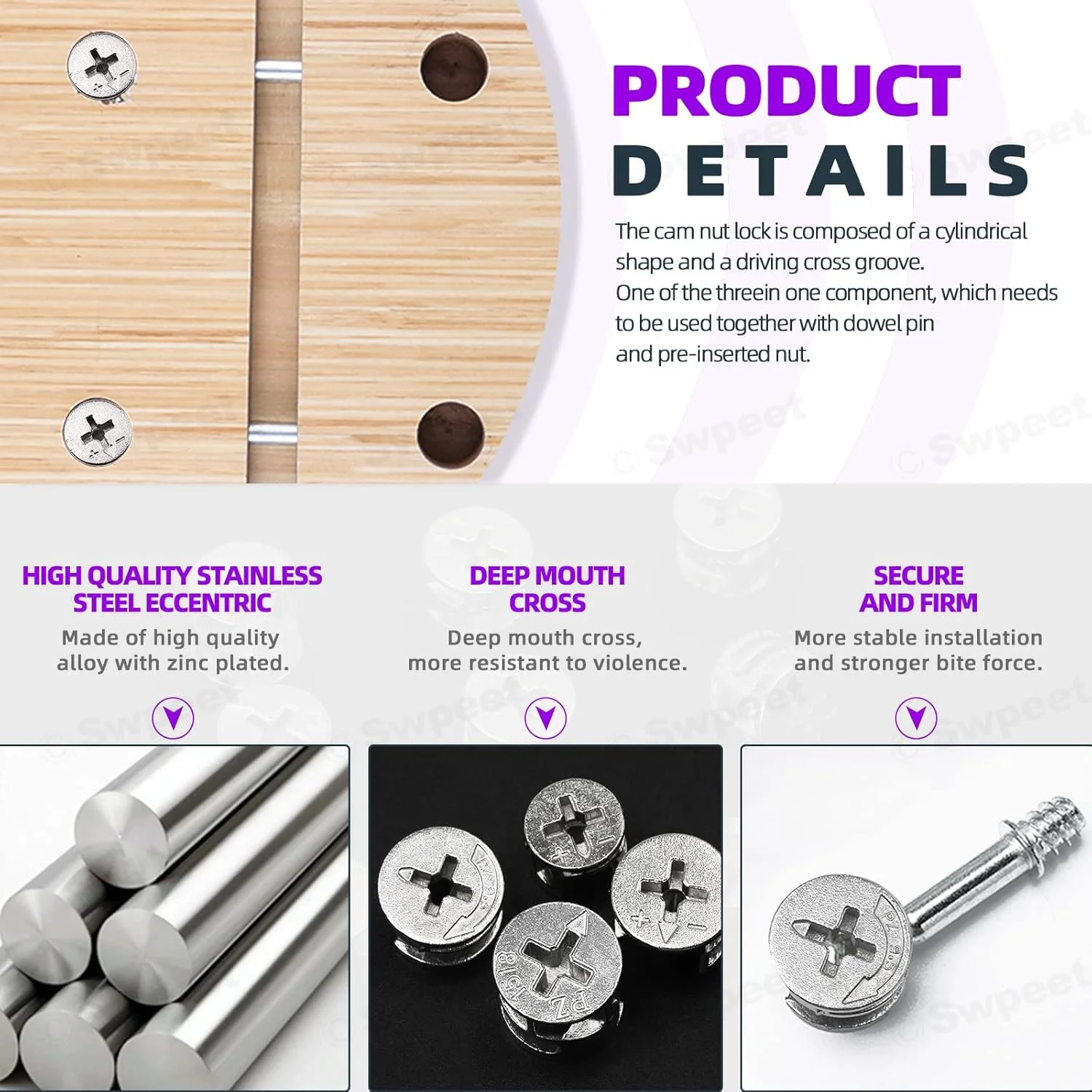 مجموعه اتصالات قفل بادامکی اتصال دهنده مبلمان Swpeet شامل 100 عدد در 4 سایز مختلف، اتصالات کابینت، پیچ و مهره های سخت افزاری، مهره قفل اتصال دهنده مبلمان برای کمد، تخت خواب و اتصال مبلمان مجموعه اتصالات قفل بادامکی اتصال دهنده مبلمان Swpeet شامل 100 عدد در 4 سایز مختلف، اتصالات کابینت، پیچ و مهره های سخت افزاری، مهره قفل اتصال دهنده مبلمان برای کمد، تخت خواب و اتصال مبلمان