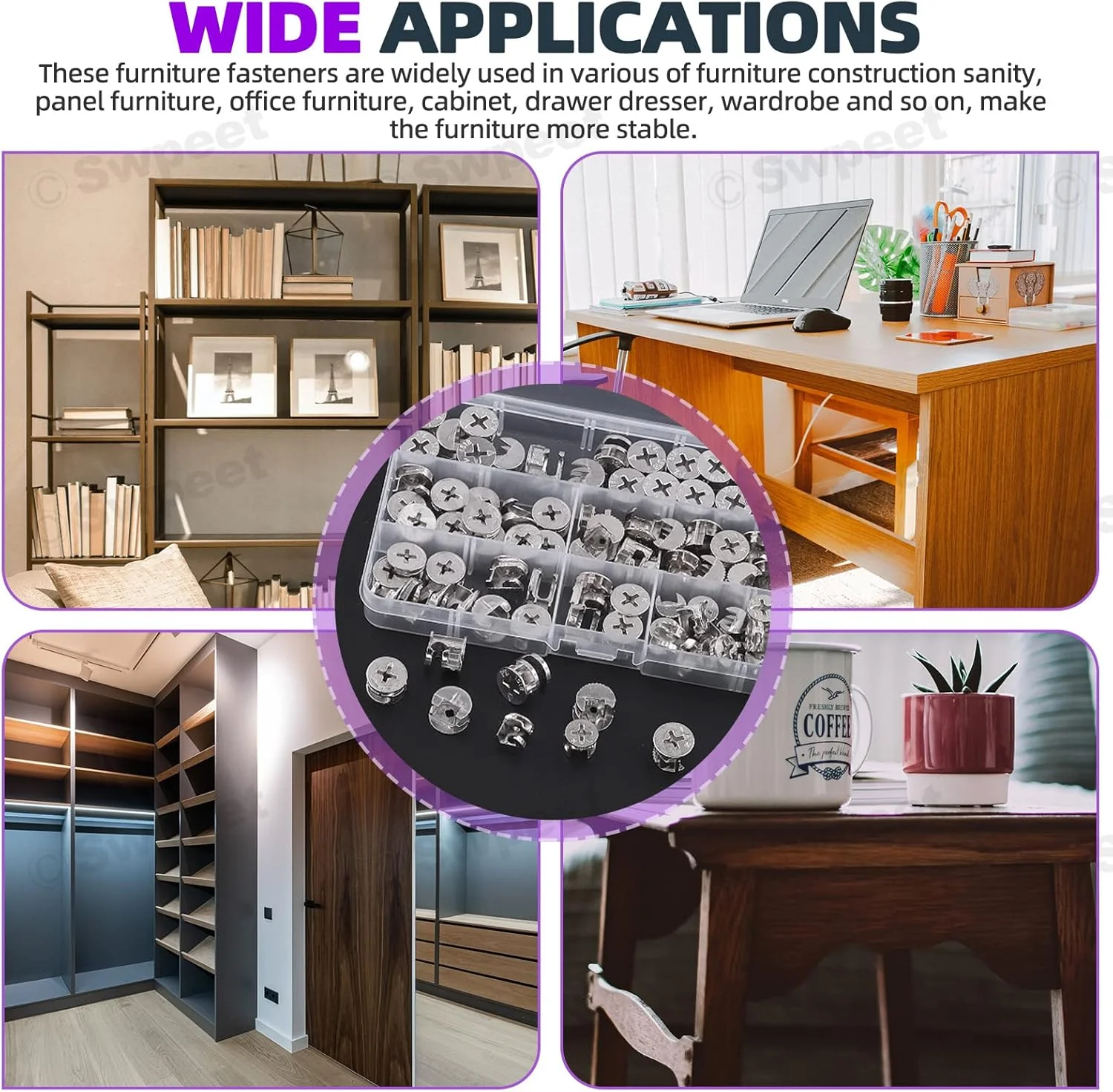 مجموعه اتصالات قفل بادامکی اتصال دهنده مبلمان Swpeet شامل 100 عدد در 4 سایز مختلف، اتصالات کابینت، پیچ و مهره های سخت افزاری، مهره قفل اتصال دهنده مبلمان برای کمد، تخت خواب و اتصال مبلمان مجموعه اتصالات قفل بادامکی اتصال دهنده مبلمان Swpeet شامل 100 عدد در 4 سایز مختلف، اتصالات کابینت، پیچ و مهره های سخت افزاری، مهره قفل اتصال دهنده مبلمان برای کمد، تخت خواب و اتصال مبلمان