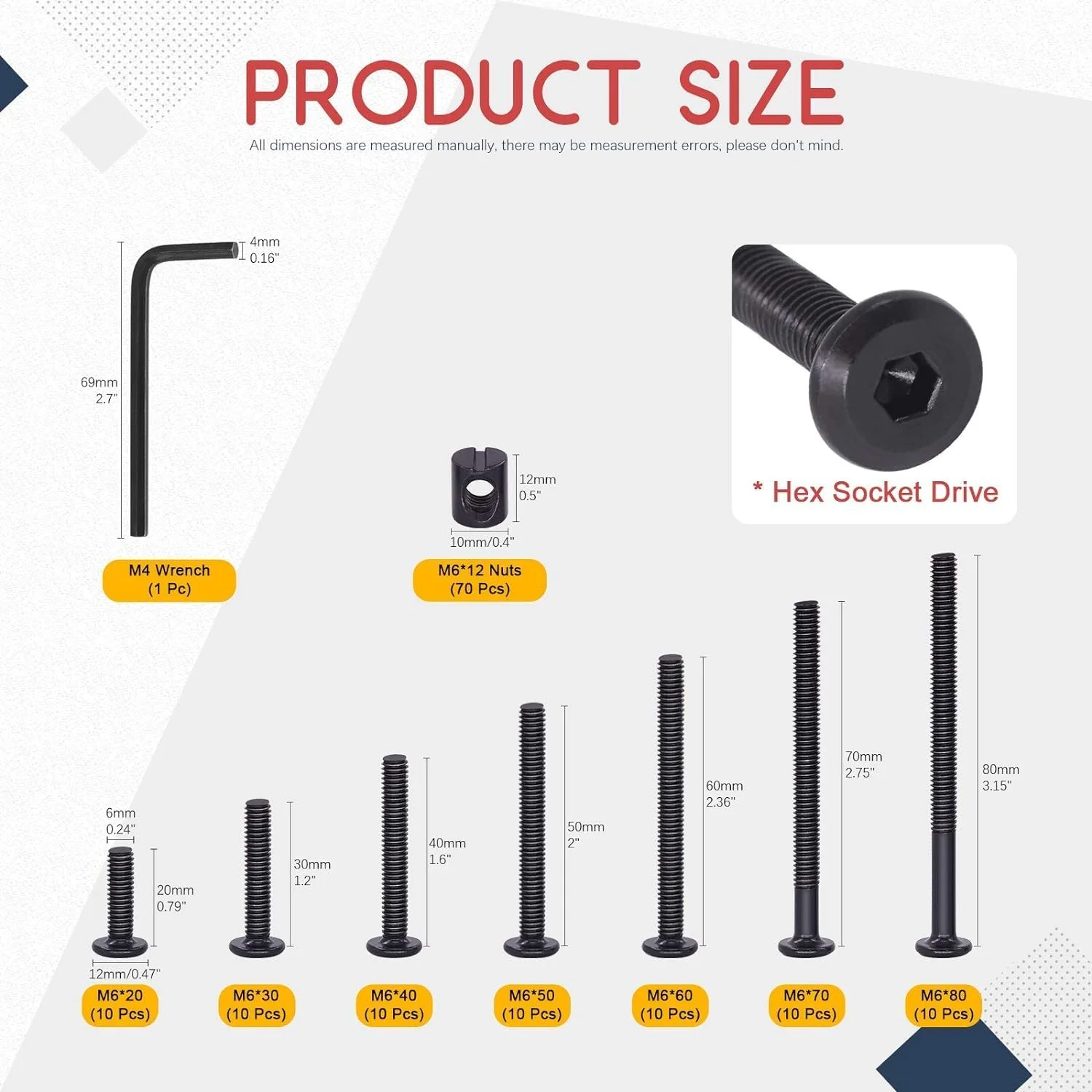 مجموعه پیچ و مهره 141 عددی JOEJNCED برای تخت خواب، پیچ های آلن M6 مشکی، مهره های استوانه ای، مناسب برای مبلمان، تخت خواب نوزاد، پیچ و مهره، صندلی، میز و کابینت مجموعه پیچ و مهره 141 عددی JOEJNCED برای تخت خواب، پیچ های آلن M6 مشکی، مهره های استوانه ای، مناسب برای مبلمان، تخت خواب نوزاد، پیچ و مهره، صندلی، میز و کابینت