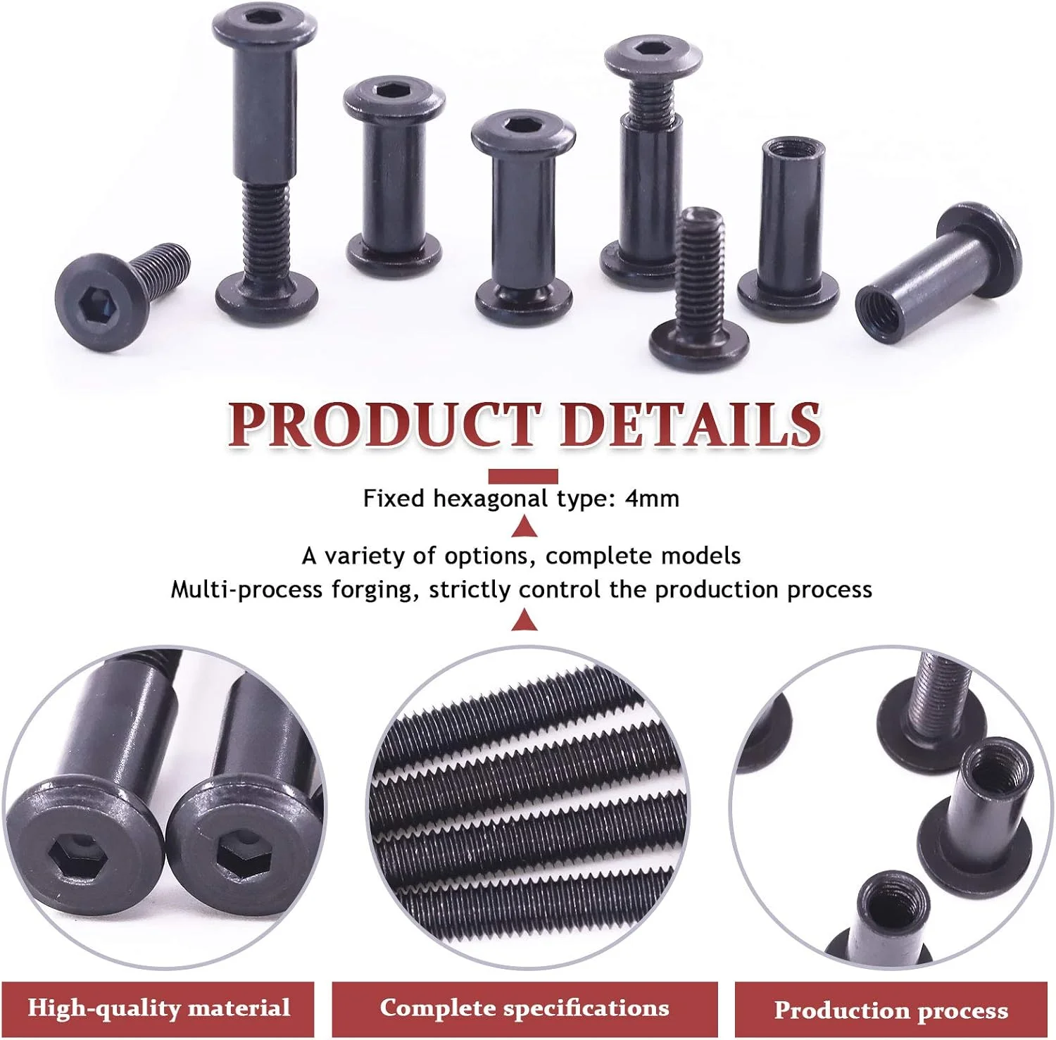 مجموعه 120 عددی پیچ و مهره سوکت M6 Hilitchi با سر خزینه، پیچ و مهره، مهره های استوانه ای، مجموعه پیچ و مهره برای اتصالات سخت افزاری مبلمان (16/20/25/30/35 میلی متر)