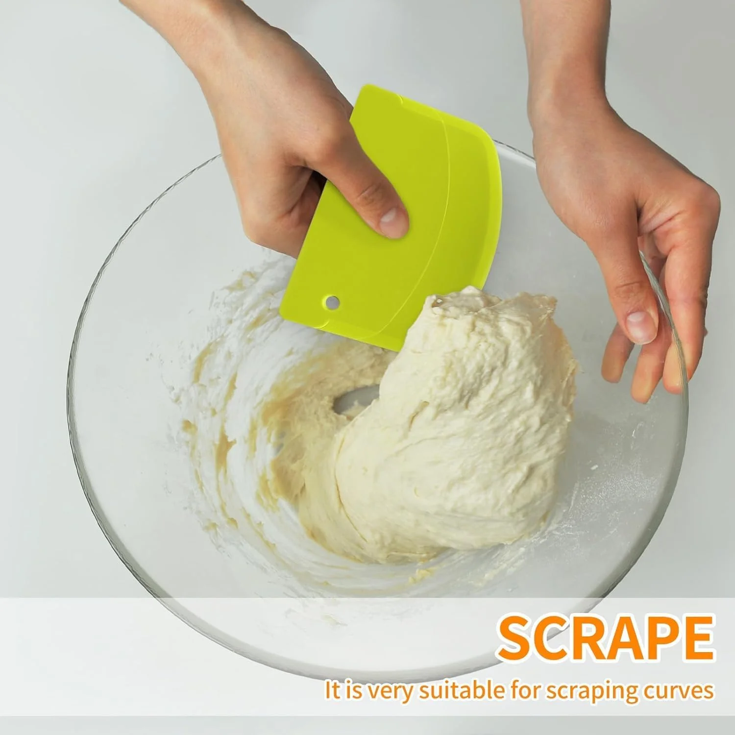 ست 3 عددی لیسه خمیر و کاردک نیمکت سخت - 13.5x9.2 سانتی متر، کاتر پلاستیکی شیرینی، کاتر خمیر، ابزار نان پزی، لیسه کیک، لیسه کاسه، لوازم شیرینی پزی، سبز+آبی+سفید