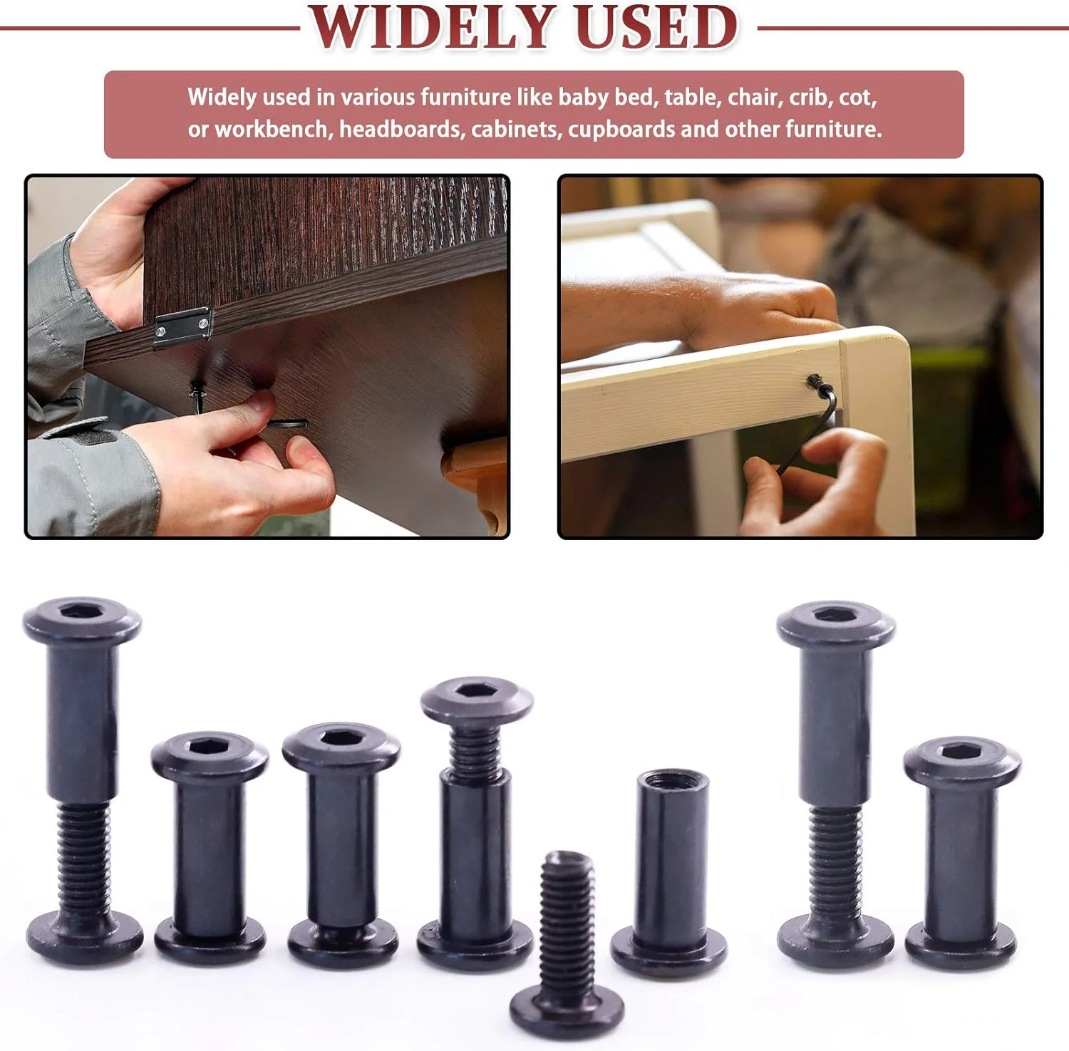 مجموعه 120 عددی پیچ و مهره سوکت M6 Hilitchi با سر خزینه، پیچ و مهره، مهره های استوانه ای، مجموعه پیچ و مهره برای اتصالات سخت افزاری مبلمان (16/20/25/30/35 میلی متر)