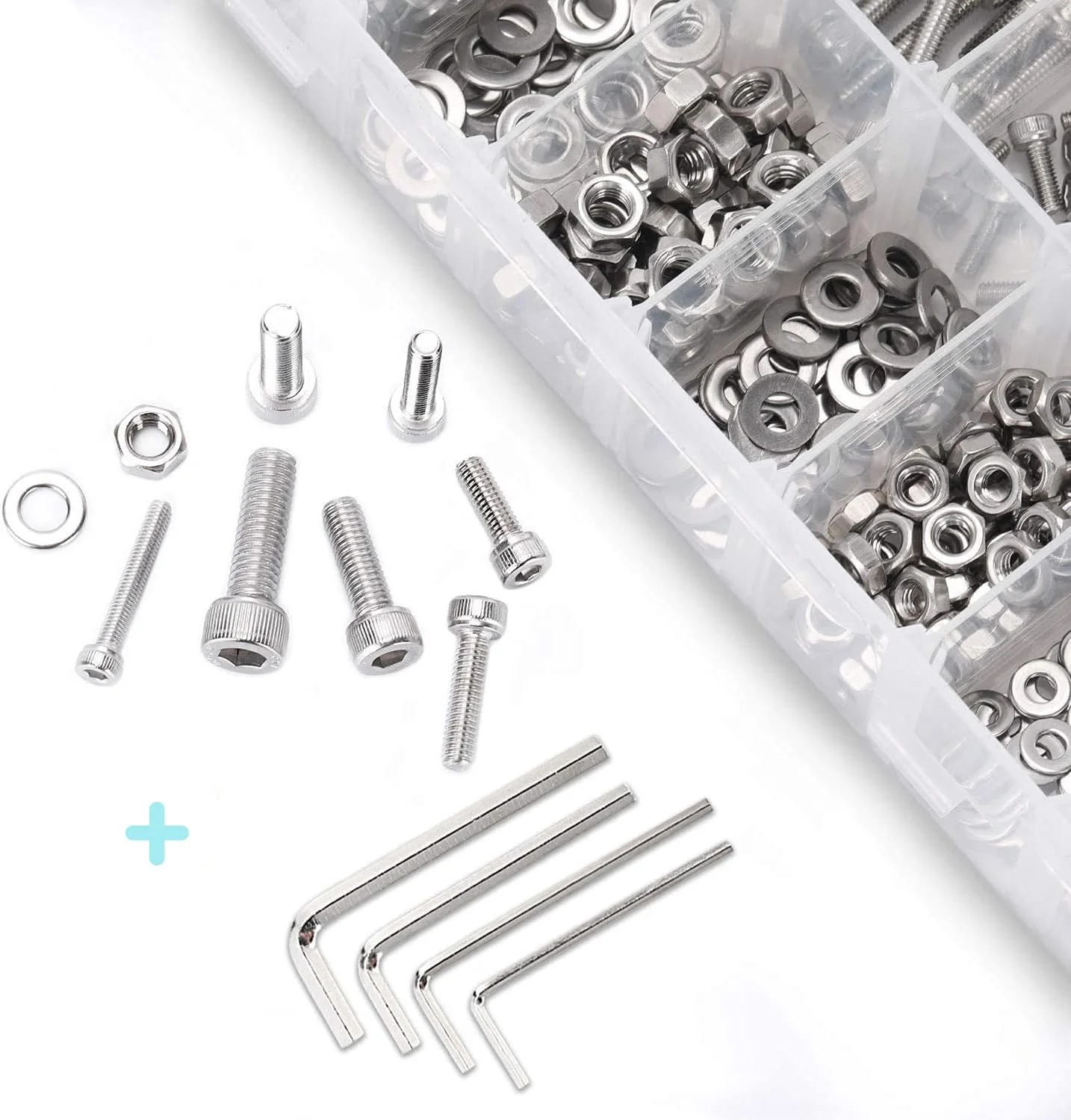 مجموعه 660 عددی پیچ و مهره AETTL، استیل ضد زنگ 304، متریک دقیق M3 M4 M5 M6 شامل پیچ، مهره، واشر و آچار مجموعه 660 عددی پیچ و مهره AETTL، استیل ضد زنگ 304، متریک دقیق M3 M4 M5 M6 شامل پیچ، مهره، واشر و آچار