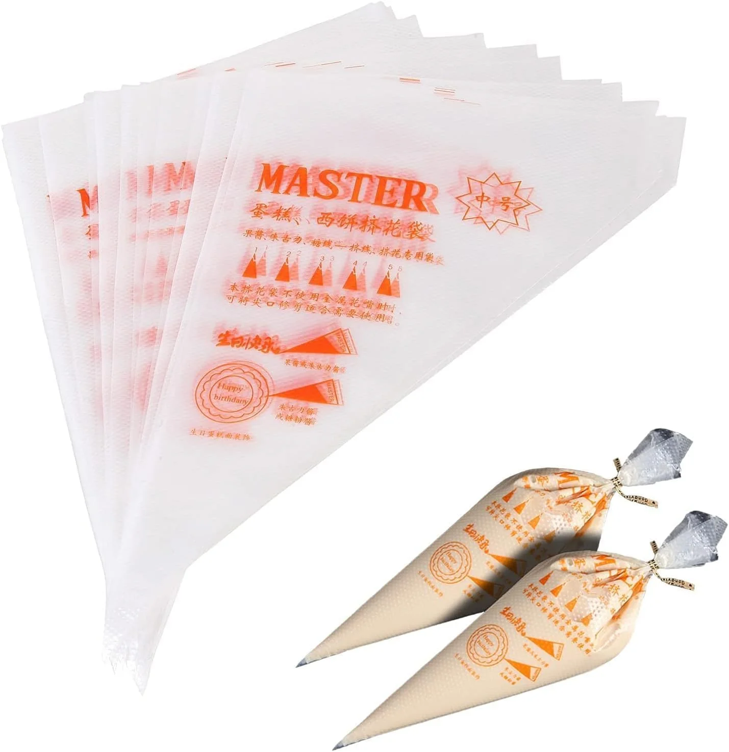 کیسه شیرینی پزی یکبار مصرف مومو بیر، 100 عدد، مناسب برای تزیین کیک، کلوچه، دسر، خامه و کاپ کیک