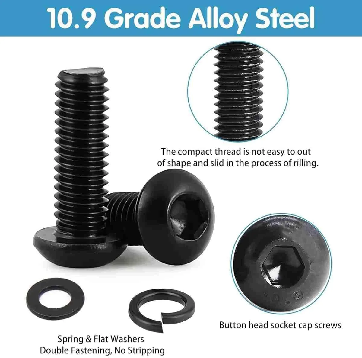 مجموعه 1625 عددی مهره و پیچ M2 M3 M4 M5، پیچ و مهره های فولادی کربنی با سر سوکت شش گوش، کیت متنوع پیچ و مهره های ماشین با 4 عدد آچار آلن