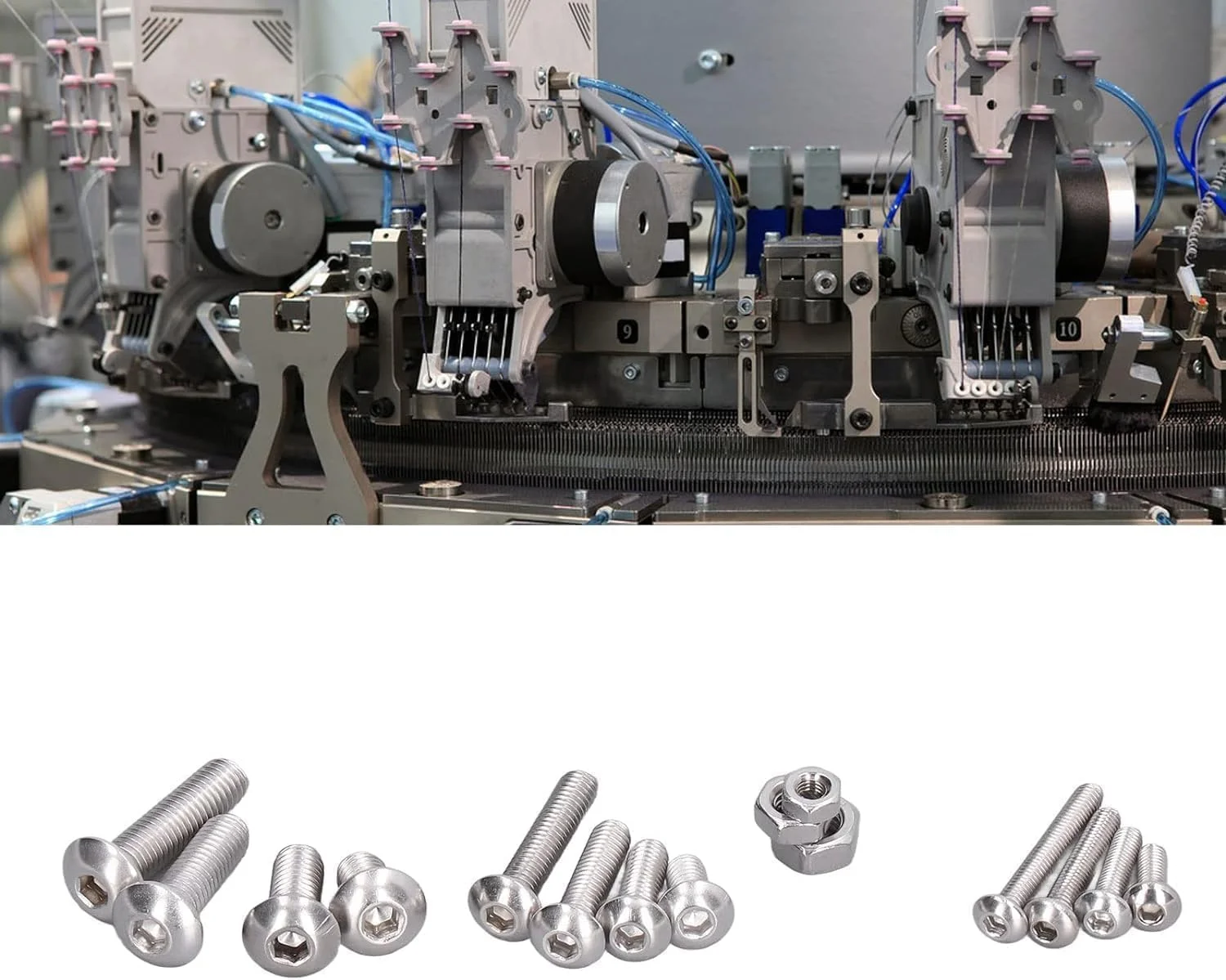 مجموعه 500 عددی مهره و پیچ، کیت پیچ های سر استوانه ای با سوکت شش گوش فولاد ضد زنگ 304، کیت متنوع سخت افزار بست رزوه M3/M4/M5 با جعبه، نقره ای