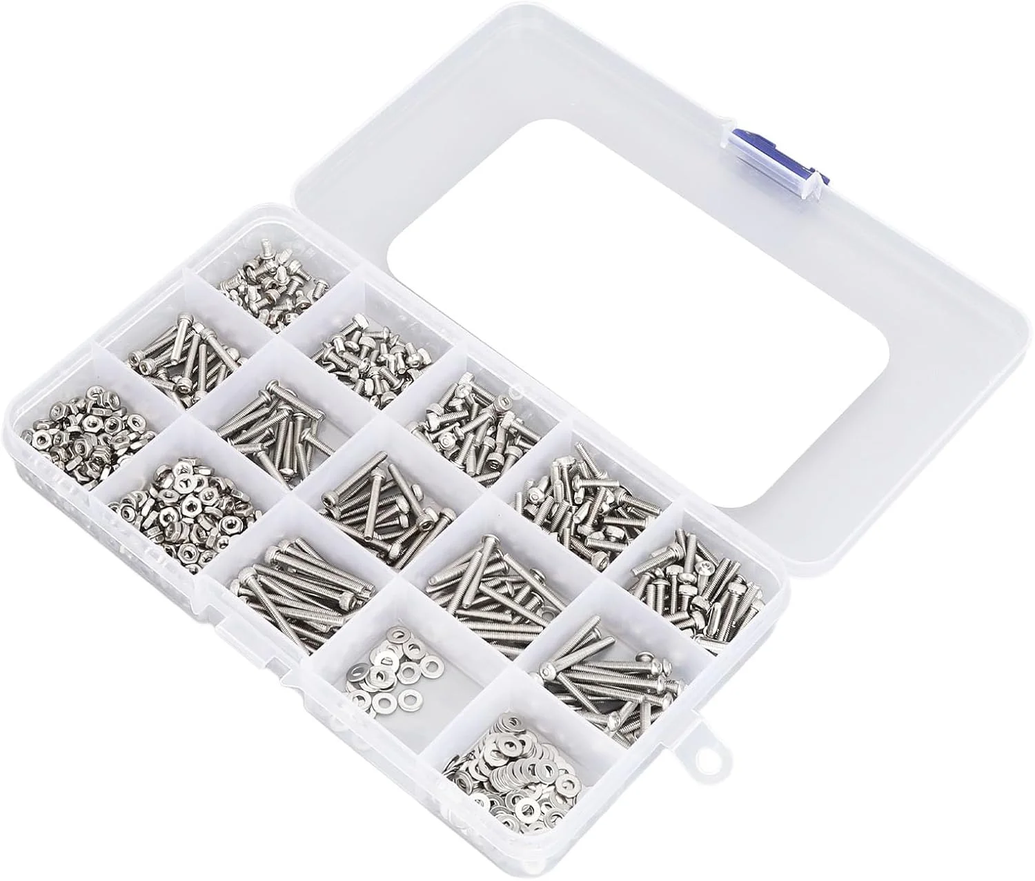 مجموعه مهره و پیچ، مجموعه پیچ و مهره با واشرهای تخت 840 عددی M2.5 استیل ضد زنگ، مجموعه پیچ های سر شش گوش