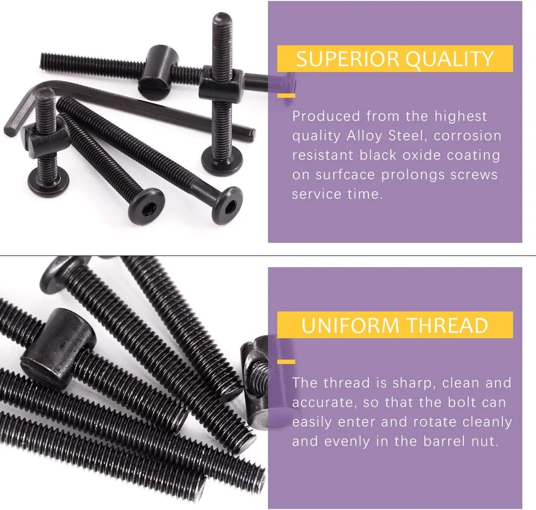 مجموعه پیچ و مهره 110 عددی سوپیت، پیچ های سخت افزاری تخت خواب کودک با سوکت شش گوش، مجموعه مهره و پیچ بشکه ای مبلمان M6، M6*40mm-80mm مجموعه پیچ و مهره 110 عددی سوپیت، پیچ های سخت افزاری تخت خواب کودک با سوکت شش گوش، مجموعه مهره و پیچ بشکه ای مبلمان M6، M6*40mm-80mm