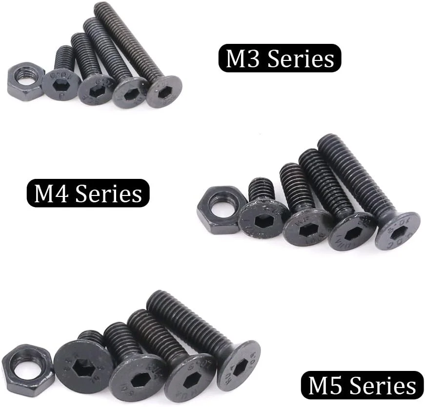 مجموعه پیچ و مهره 460 عددی Hilitchi M3 M4 M5 با سر شش گوش و آلیاژ فولادی گرید 12.9 مدل HFSY-460