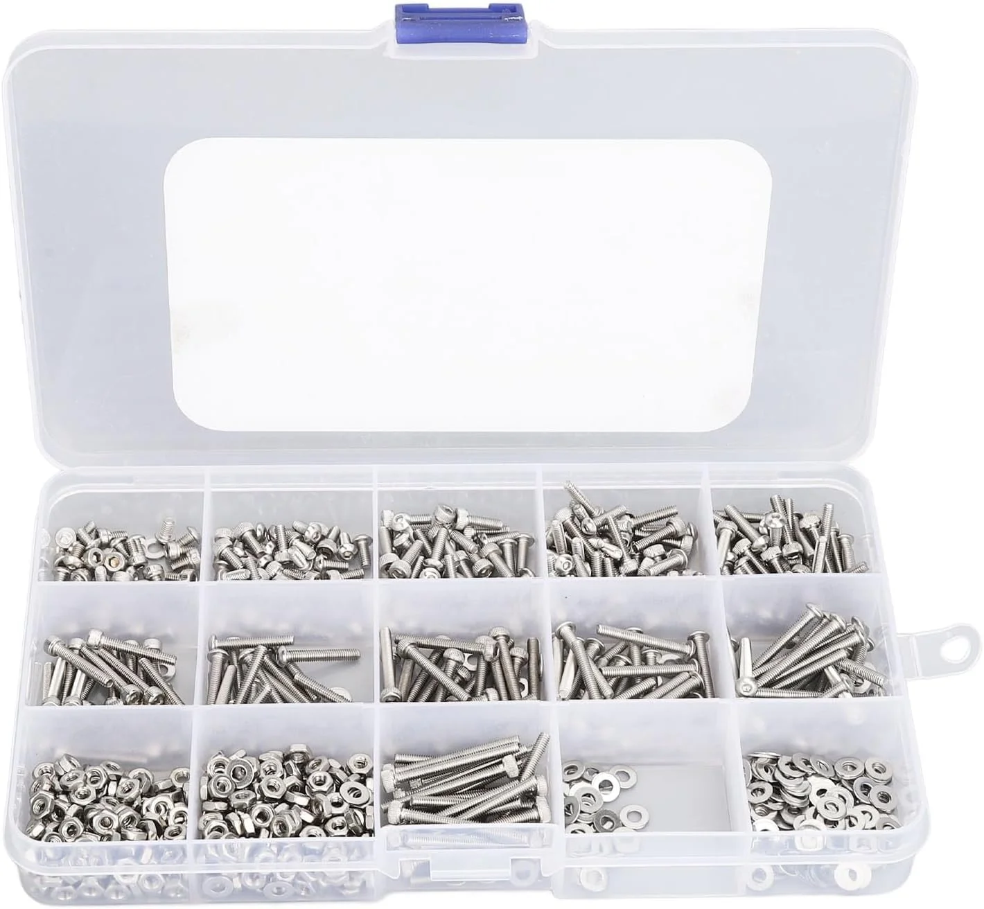 مجموعه مهره و پیچ، مجموعه پیچ و مهره با واشرهای تخت 840 عددی M2.5 استیل ضد زنگ، مجموعه پیچ های سر شش گوش