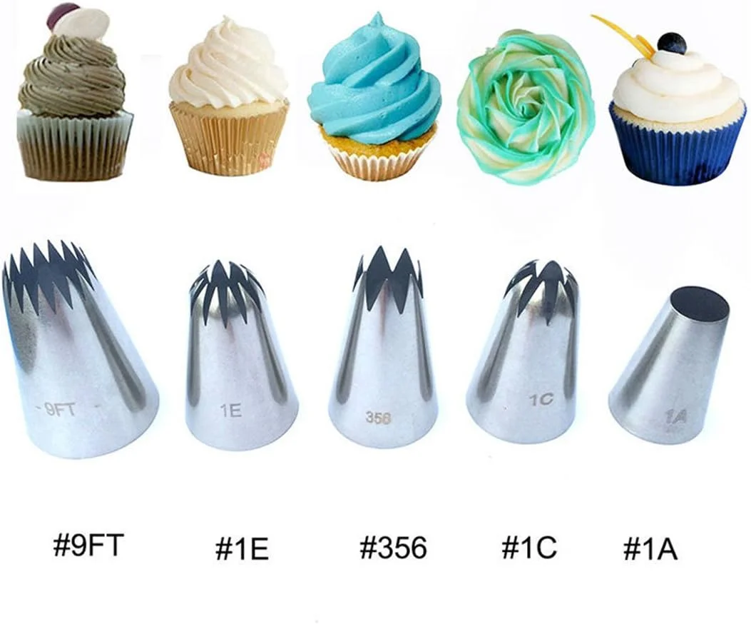 ست 5 عددی ماسوره شیرینی پزی، کیت لوازم تزئین کیک، نوک ماسوره استیل، سایز بزرگ، لوازم پخت کیک برای DIY، شیرینی پزی، تزئین دسر #3 ست 5 عددی ماسوره شیرینی پزی، کیت لوازم تزئین کیک، نوک ماسوره استیل، سایز بزرگ، لوازم پخت کیک برای DIY، شیرینی پزی، تزئین دسر #3