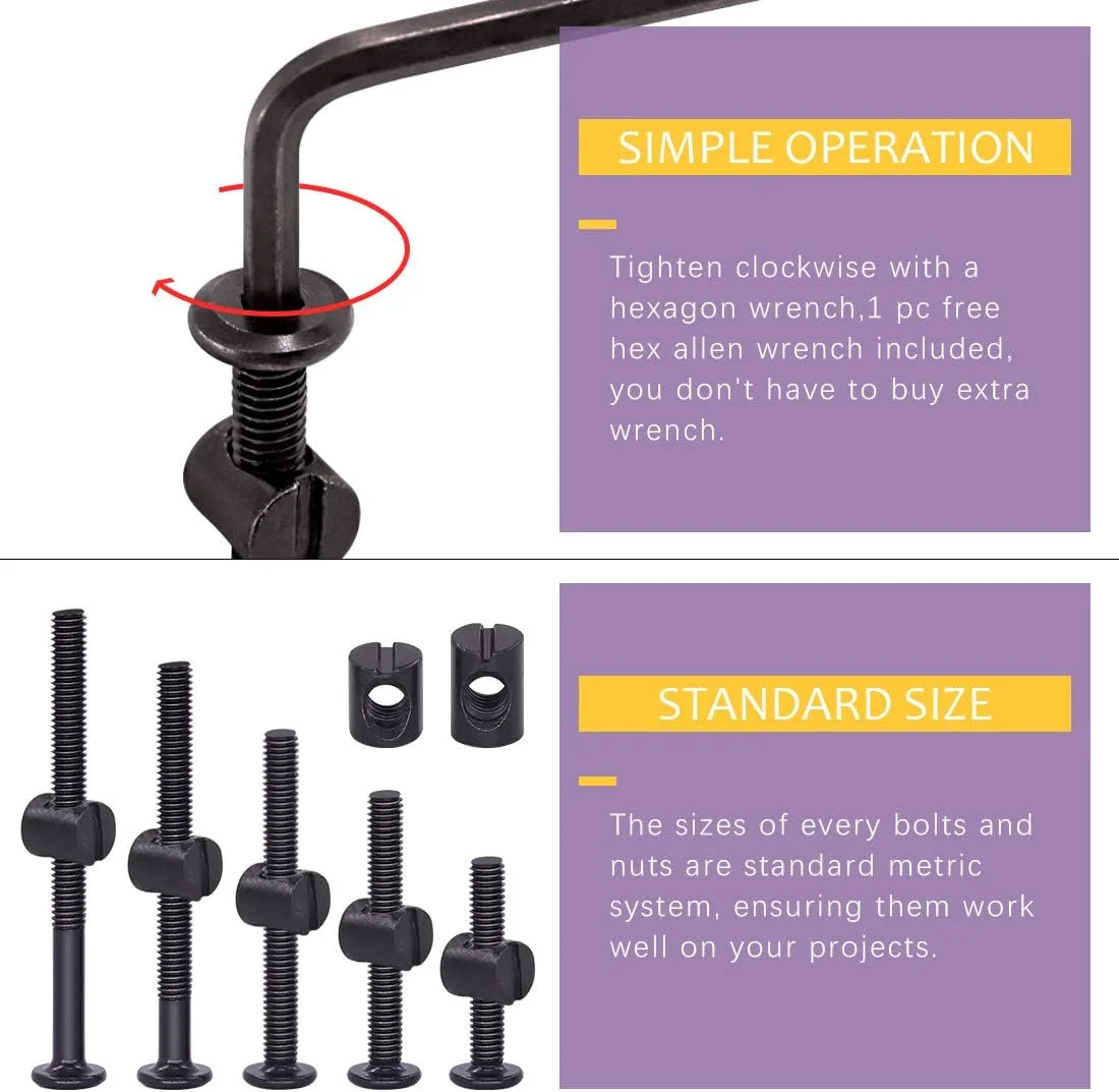 مجموعه پیچ و مهره 110 عددی سوپیت، پیچ های سخت افزاری تخت خواب کودک با سوکت شش گوش، مجموعه مهره و پیچ بشکه ای مبلمان M6، M6*40mm-80mm مجموعه پیچ و مهره 110 عددی سوپیت، پیچ های سخت افزاری تخت خواب کودک با سوکت شش گوش، مجموعه مهره و پیچ بشکه ای مبلمان M6، M6*40mm-80mm