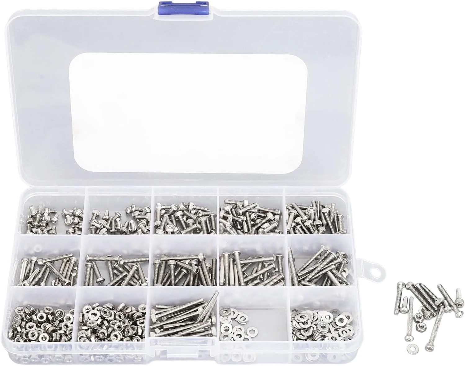 مجموعه مهره و پیچ، مجموعه پیچ و مهره با واشرهای تخت 840 عددی M2.5 استیل ضد زنگ، مجموعه پیچ های سر شش گوش