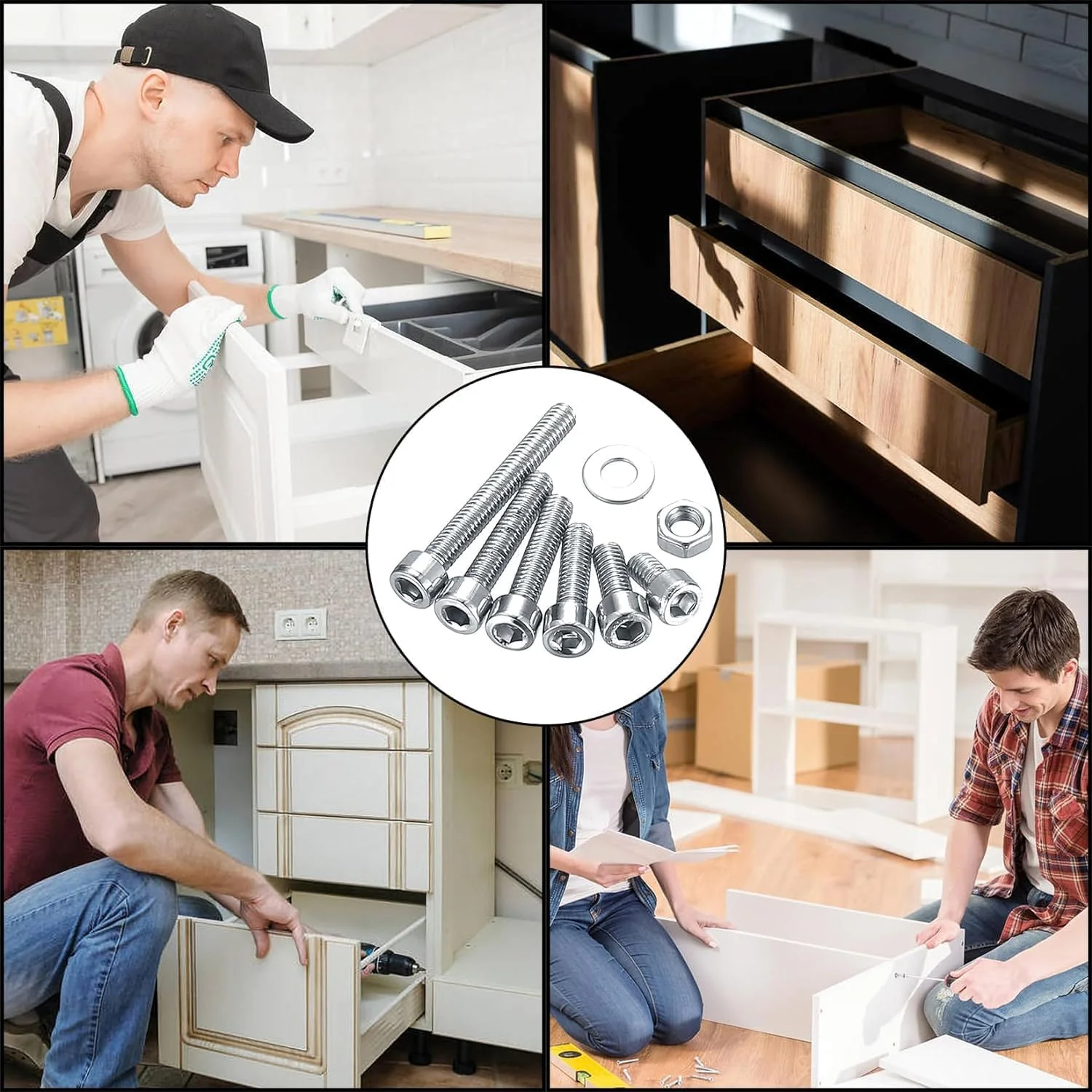 مجموعه پیچ، مهره و واشر 1080 عددی Wicofen، متریک M4 M3 M2 استیل ضد زنگ، کیت پیچ های سر استوانه ای شش گوش، مجموعه پیچ و مهره های ماشینی به همراه واشر