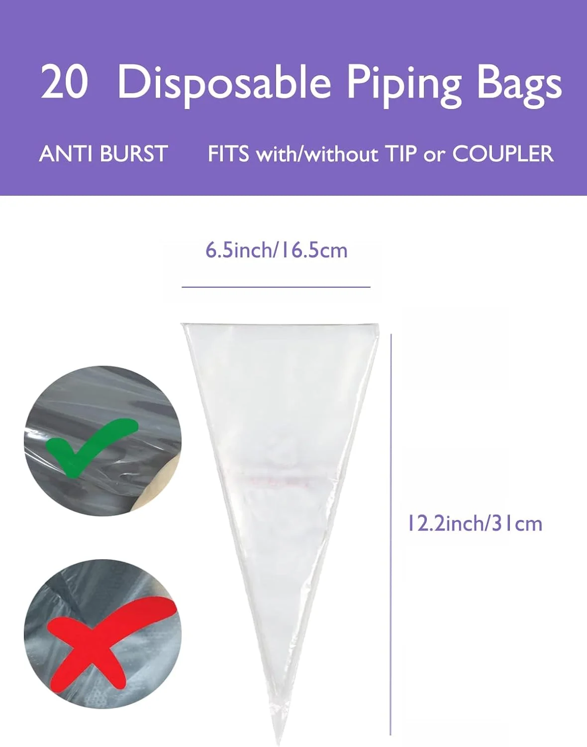 قیف های ماسوره ماکارون Lbaixjj با کیسه - ماسوره گرد شماره 12 برای ماکارون،-کیسه های شیرینی پزی یکبار مصرف 12 اینچی برای تزئین کیک و خامه