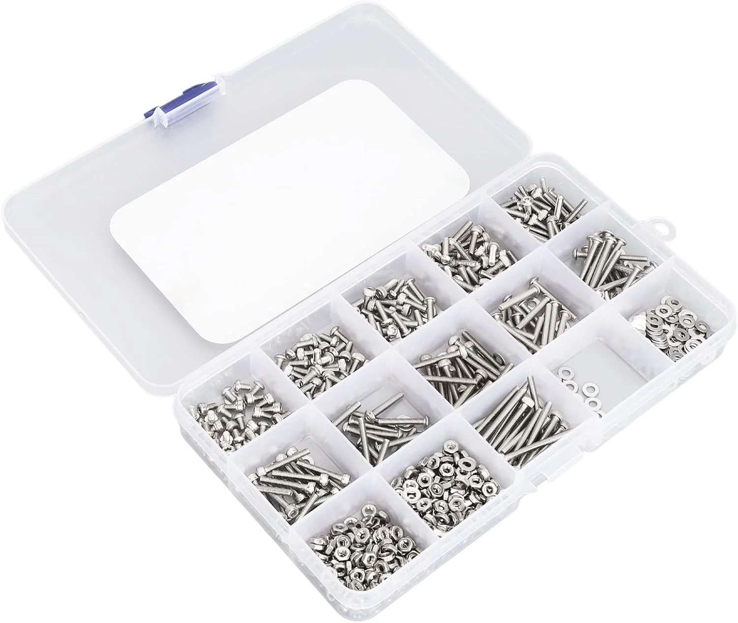 مجموعه مهره و پیچ، مجموعه پیچ و مهره با واشرهای تخت 840 عددی M2.5 استیل ضد زنگ، مجموعه پیچ های سر شش گوش