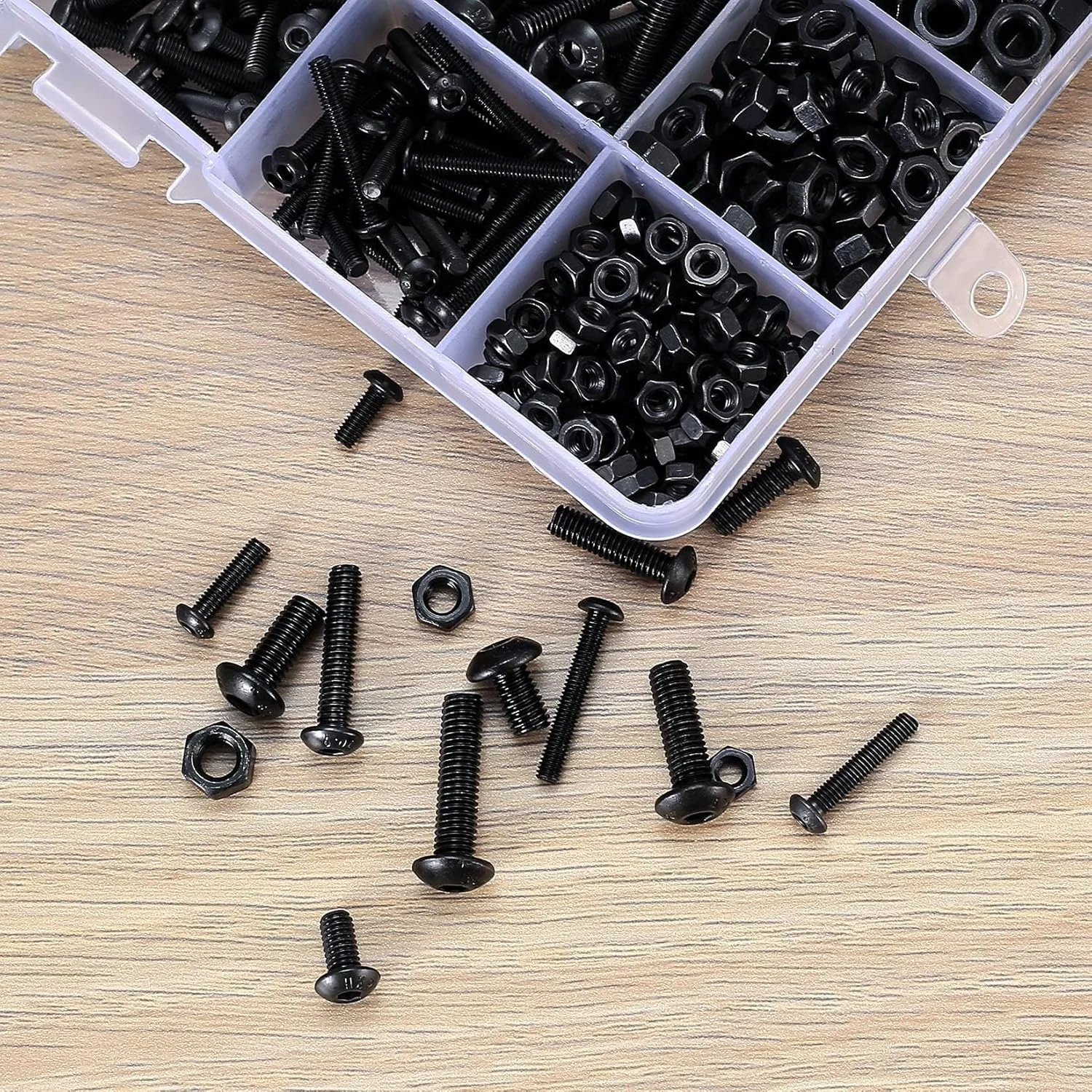 X Spring Heavy Duty Bolts and Nuts Kit, 500 PCS Black Hex Socket Head Cap Screws, M3/M4/M5 Thread Fastener Machine Hex Bolts and Nuts Assortment Kit