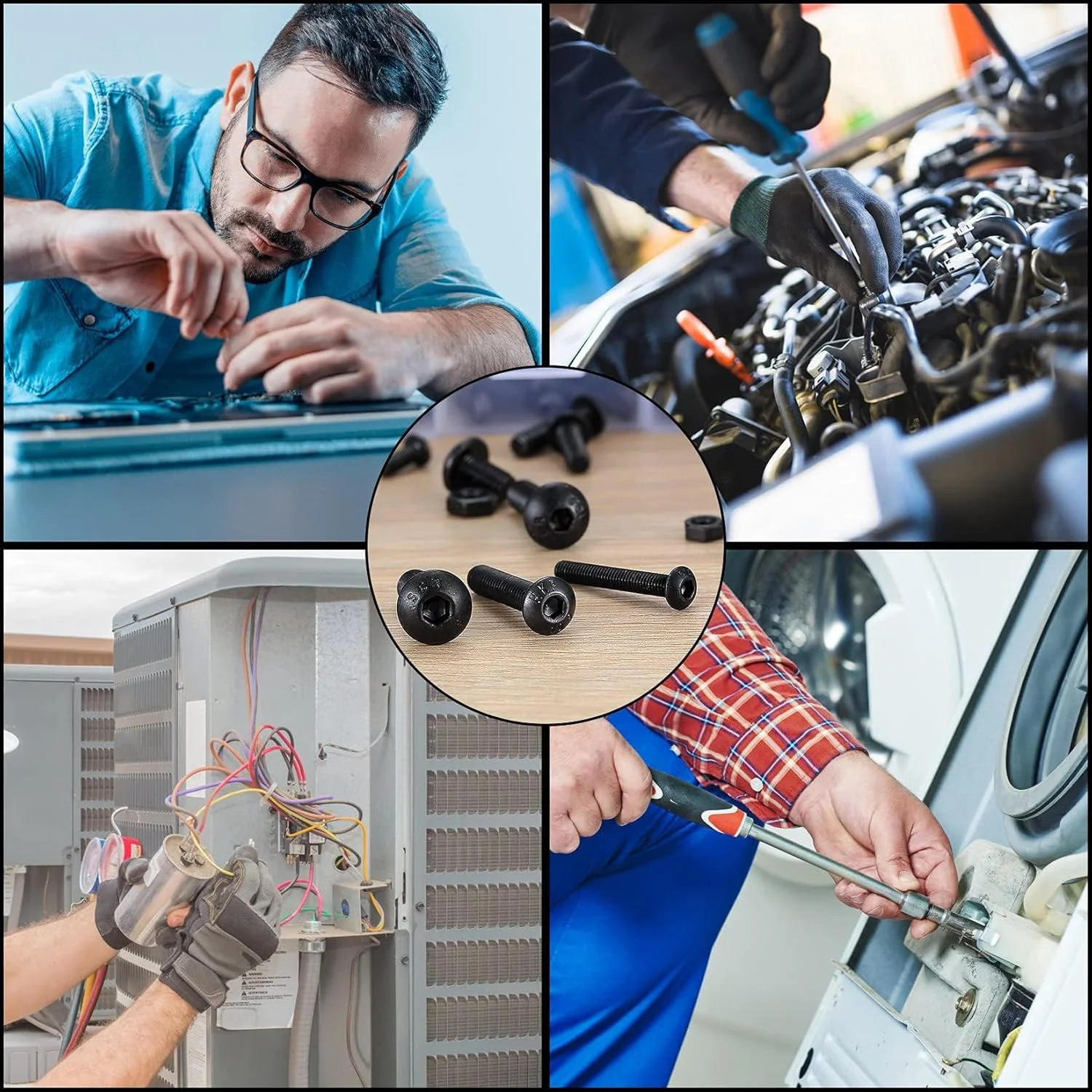 X Spring Heavy Duty Bolts and Nuts Kit, 500 PCS Black Hex Socket Head Cap Screws, M3/M4/M5 Thread Fastener Machine Hex Bolts and Nuts Assortment Kit