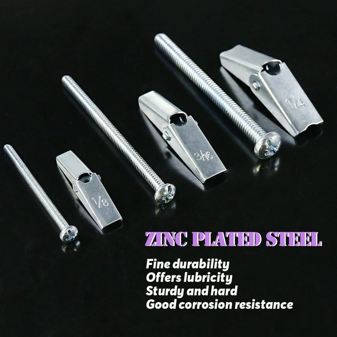 Swpeet Assorted 24 Pcs Toggle Bolt and Wing Nut for Hanging Heavy Items on Drywall - 1/8 Inch, 3/16Inch, 1/4Inch