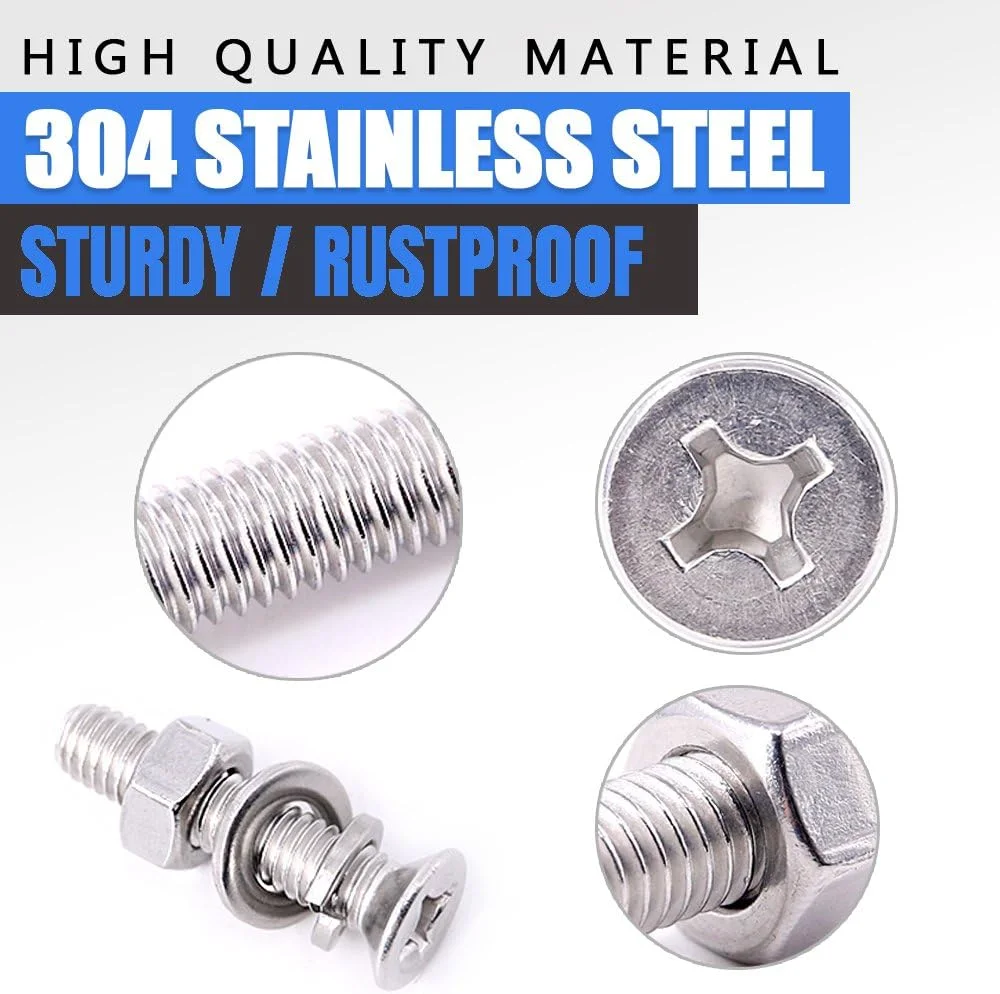 Glarks مجموعه 665 عددی پیچ و مهره و واشر فنری استیل ضد زنگ 304، M3 M4 M5 M6، سر تخت فیلیپس، رزوه کامل Glarks مجموعه 665 عددی پیچ و مهره و واشر فنری استیل ضد زنگ 304، M3 M4 M5 M6، سر تخت فیلیپس، رزوه کامل