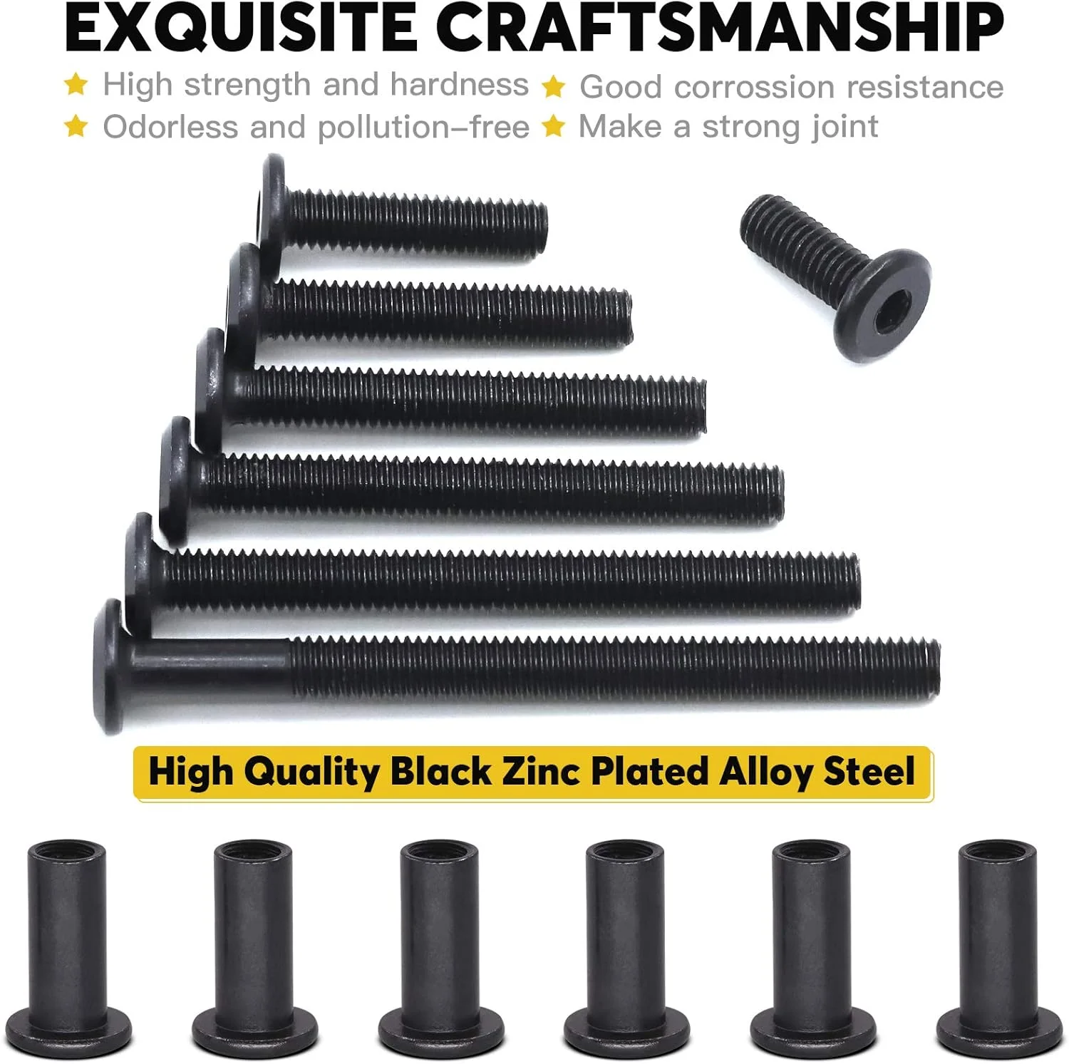 مجموعه 85 عددی پیچ و مهره استوانه ای Mardatt، شامل پیچ های آلن M6 در 7 سایز مختلف (16mm/25mm/35mm/45mm/55mm/65mm/75mm) به رنگ مشکی، مناسب برای بستن کمربند، مبلمان چرمی و اتصالات مختلف مجموعه 85 عددی پیچ و مهره استوانه ای Mardatt، شامل پیچ های آلن M6 در 7 سایز مختلف (16mm/25mm/35mm/45mm/55mm/65mm/75mm) به رنگ مشکی، مناسب برای بستن کمربند، مبلمان چرمی و اتصالات مختلف