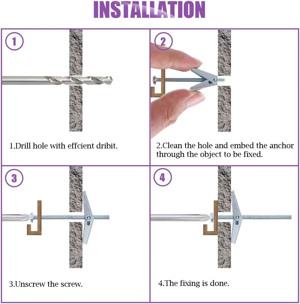 Swpeet Assorted 24 Pcs Toggle Bolt and Wing Nut for Hanging Heavy Items on Drywall - 1/8 Inch, 3/16Inch, 1/4Inch