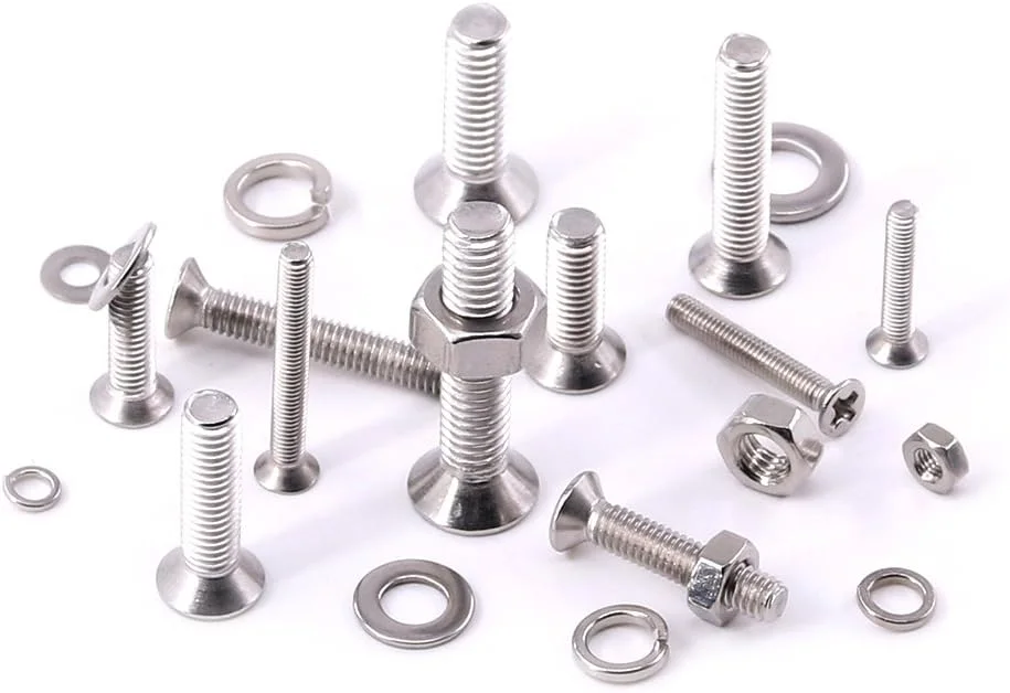 Glarks مجموعه 665 عددی پیچ و مهره و واشر فنری استیل ضد زنگ 304، M3 M4 M5 M6، سر تخت فیلیپس، رزوه کامل Glarks مجموعه 665 عددی پیچ و مهره و واشر فنری استیل ضد زنگ 304، M3 M4 M5 M6، سر تخت فیلیپس، رزوه کامل