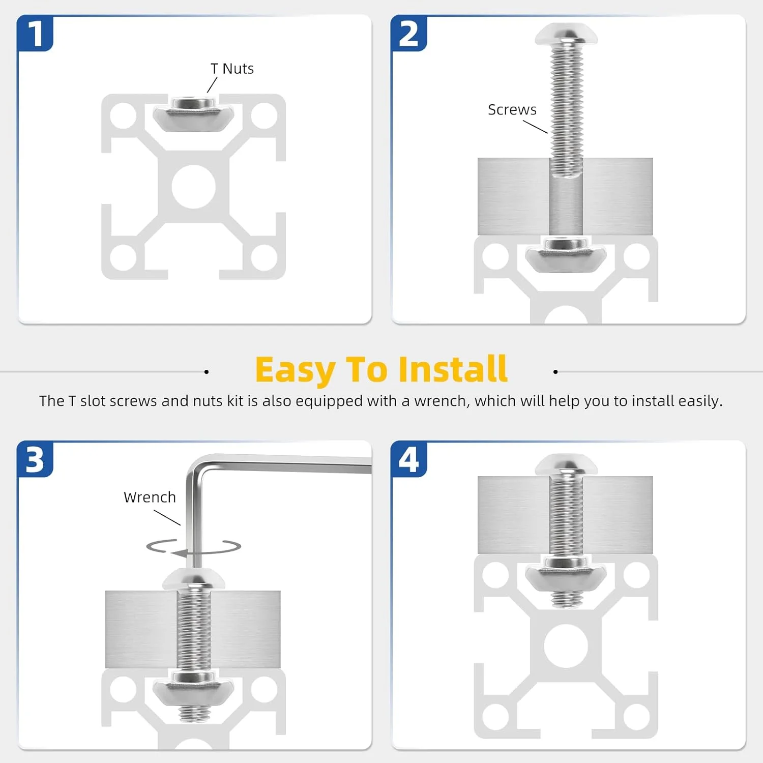 Glarks 1 ست کیت پیچ سر دکمه ای فولادی کربنی و مهره T لغزنده M3/M4/M5، شامل 180 عدد پیچ و مهره سر سوکت شش گوش، 180 عدد مهره T-Slot، 3 عدد آچار آلن، پیچ سر دکمه ای شش گوش برای ماشین آلات Glarks 1 ست کیت پیچ سر دکمه ای فولادی کربنی و مهره T لغزنده M3/M4/M5، شامل 180 عدد پیچ و مهره سر سوکت شش گوش، 180 عدد مهره T-Slot، 3 عدد آچار آلن، پیچ سر دکمه ای شش گوش برای ماشین آلات