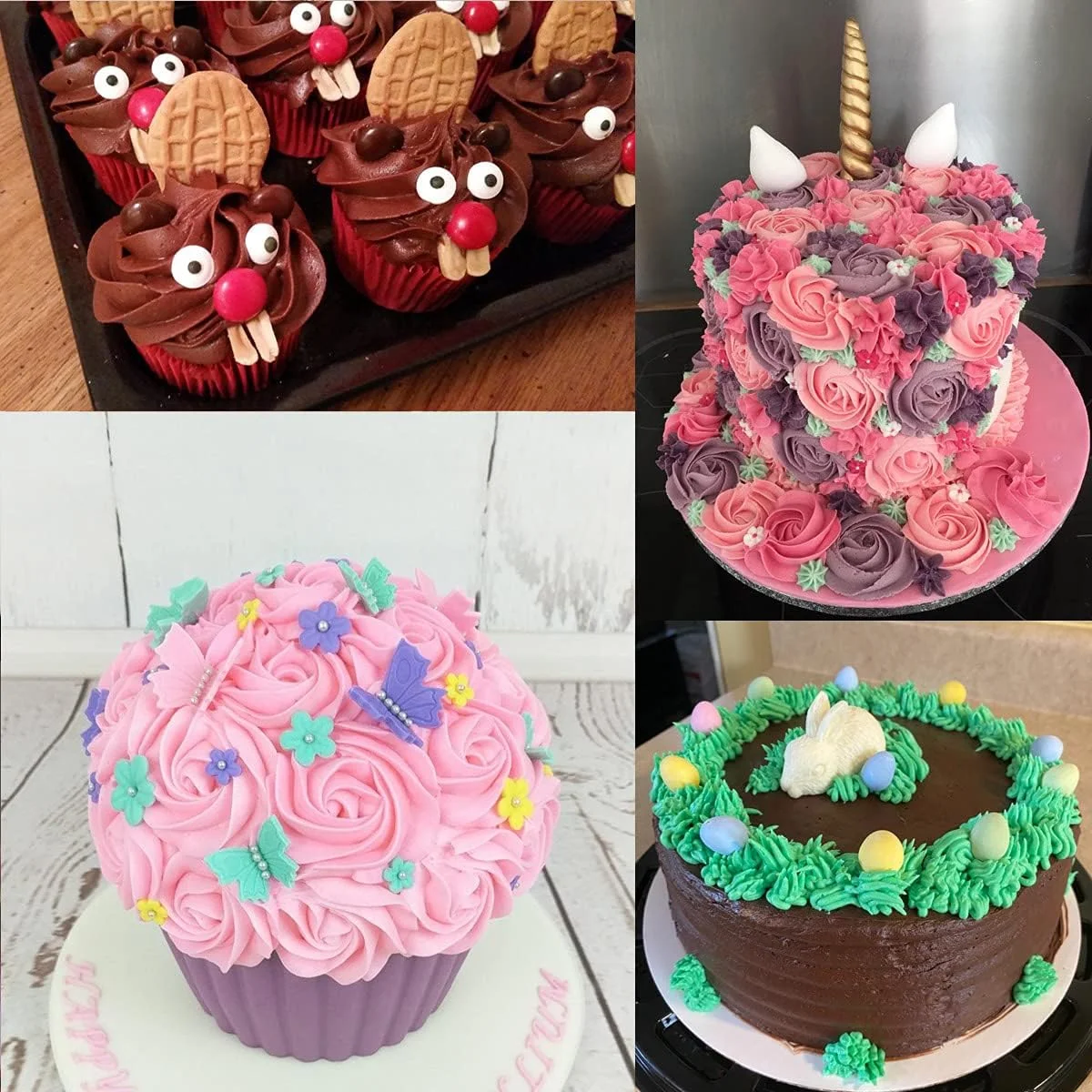 مجموعه سری قیف ماسوره تزئین کیک Lbaixjj، 6 سری بزرگ تزئین #1M 2A 2D 2F 6B 234، سری های شیرینی پزی استیل ضد زنگ، نازل های تزئین کیک، کاپ کیک و کلوچه