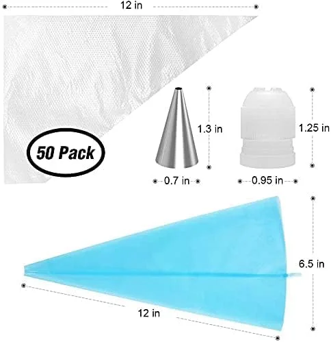 کیت لوازم تزیین کیک KINGCCI با صفحه گردان کیک، 12 ماسوره شماره دار، 2 لیسک، 3 صاف کننده خامه، 2 قیف سیلیکونی، 50 کیسه شیرینی پزی یکبار مصرف و 1 رابط کیت لوازم تزیین کیک KINGCCI با صفحه گردان کیک، 12 ماسوره شماره دار، 2 لیسک، 3 صاف کننده خامه، 2 قیف سیلیکونی، 50 کیسه شیرینی پزی یکبار مصرف و 1 رابط