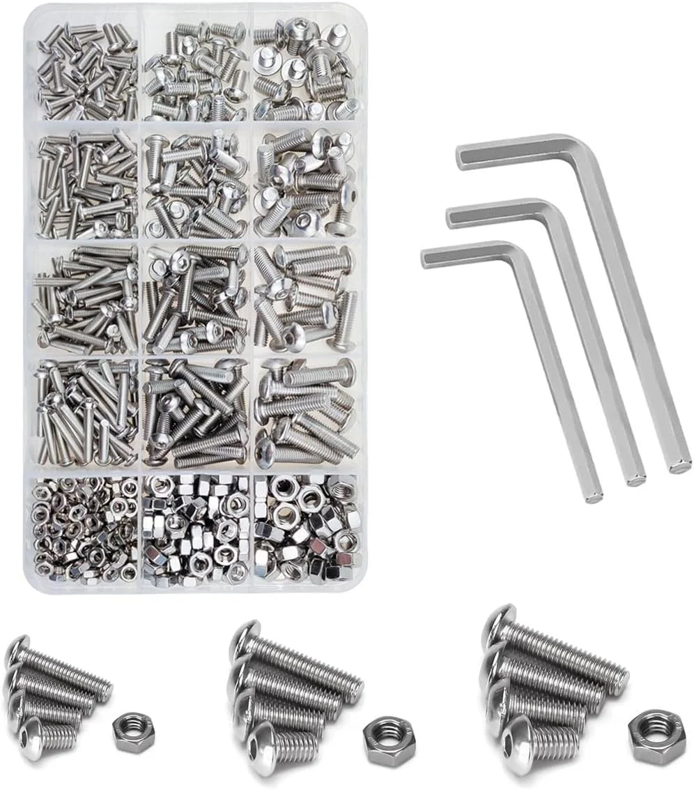 مجموعه 500 عددی پیچ و مهره استیل ضد زنگ Goodern M3-M5 با جعبه نگهداری و آچار برای ماشین آلات، ابزار دقیق، الکترونیک و موارد دیگر مجموعه 500 عددی پیچ و مهره استیل ضد زنگ Goodern M3-M5 با جعبه نگهداری و آچار برای ماشین آلات، ابزار دقیق، الکترونیک و موارد دیگر