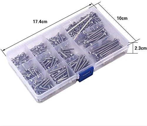 مجموعه 440 عددی پیچ و مهره M3 استیل ضد زنگ با سر شش گوش و 2 آچار آلن، یک سایز