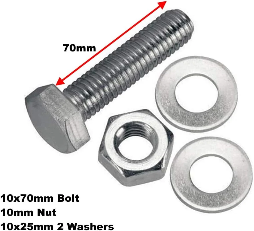 رویال اپکس مجموعه پیچ و مهره 12 عددی با سر شش گوش، واشر و رزوه کامل، پرداخت ساده گالوانیزه شده (10، 70 میلی متر) رویال اپکس مجموعه پیچ و مهره 12 عددی با سر شش گوش، واشر و رزوه کامل، پرداخت ساده گالوانیزه شده (10، 70 میلی متر)