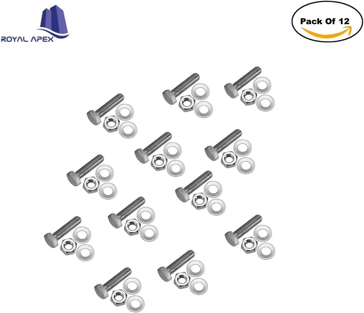 رویال اپکس مجموعه پیچ و مهره 12 عددی با سر شش گوش، واشر و رزوه کامل، پرداخت ساده گالوانیزه شده (10، 70 میلی متر) رویال اپکس مجموعه پیچ و مهره 12 عددی با سر شش گوش، واشر و رزوه کامل، پرداخت ساده گالوانیزه شده (10، 70 میلی متر)