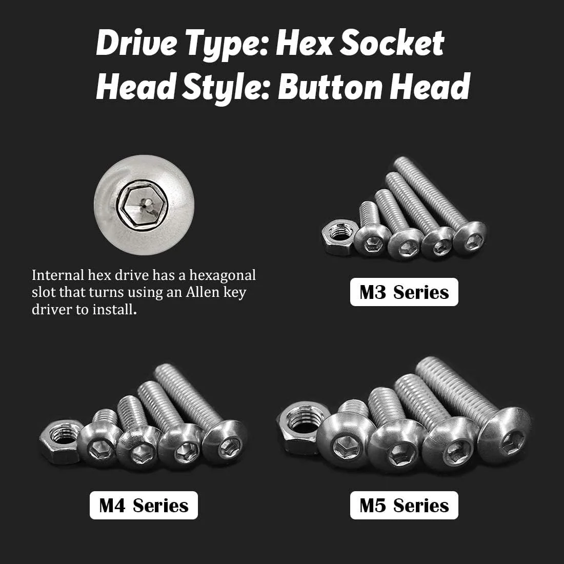 مجموعه 500 عددی پیچ و مهره استیل ضد زنگ Goodern M3-M5 با جعبه نگهداری و آچار برای ماشین آلات، ابزار دقیق، الکترونیک و موارد دیگر